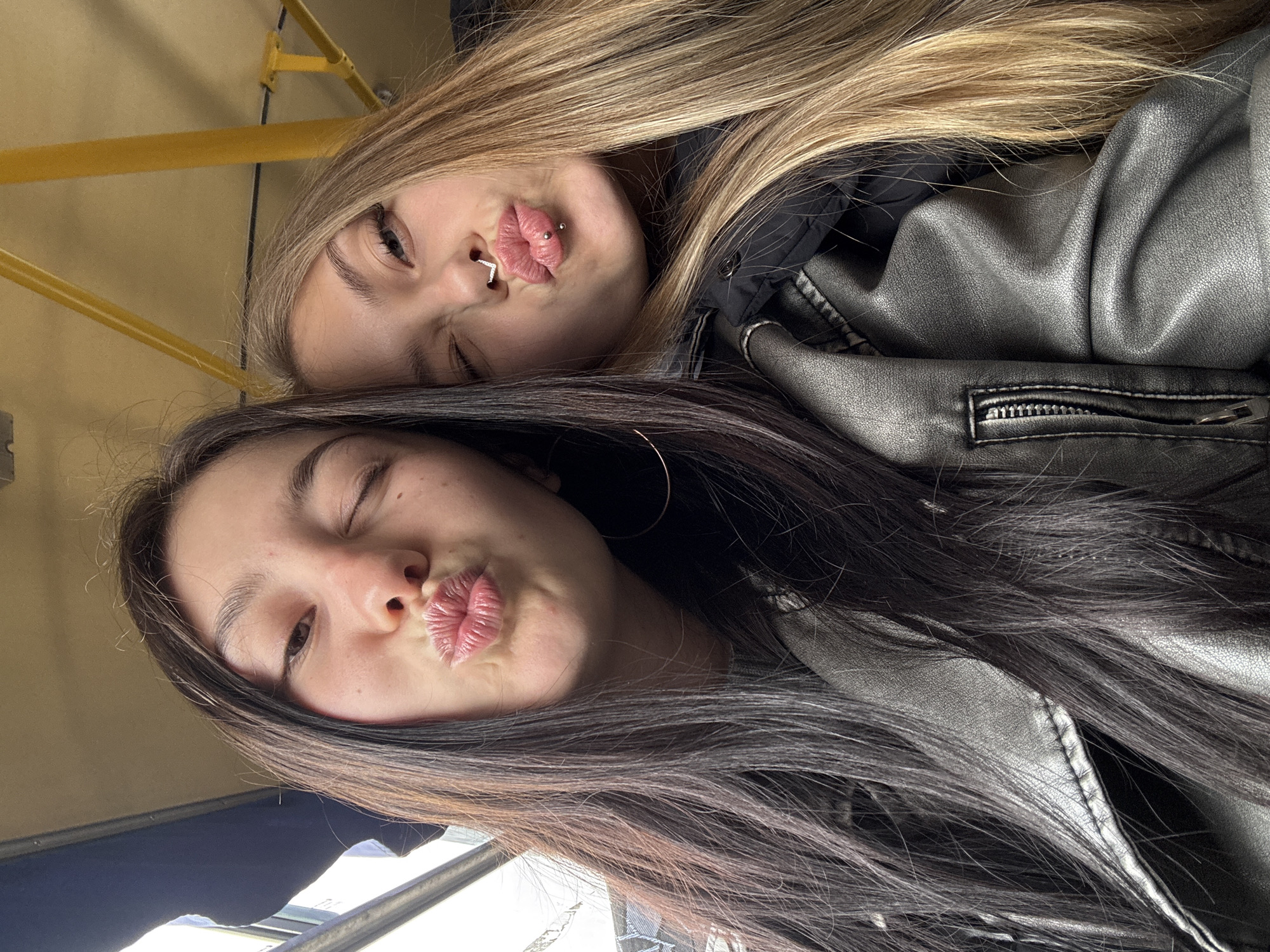 Two women take selfie in Rusalevka, Russia