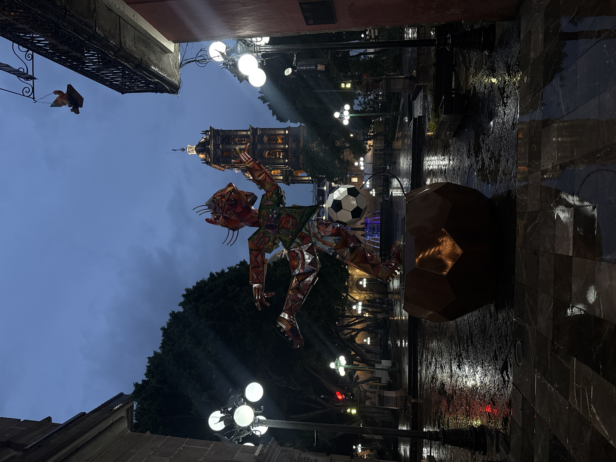 Soccer art and match celebrations in Puebla's historic center