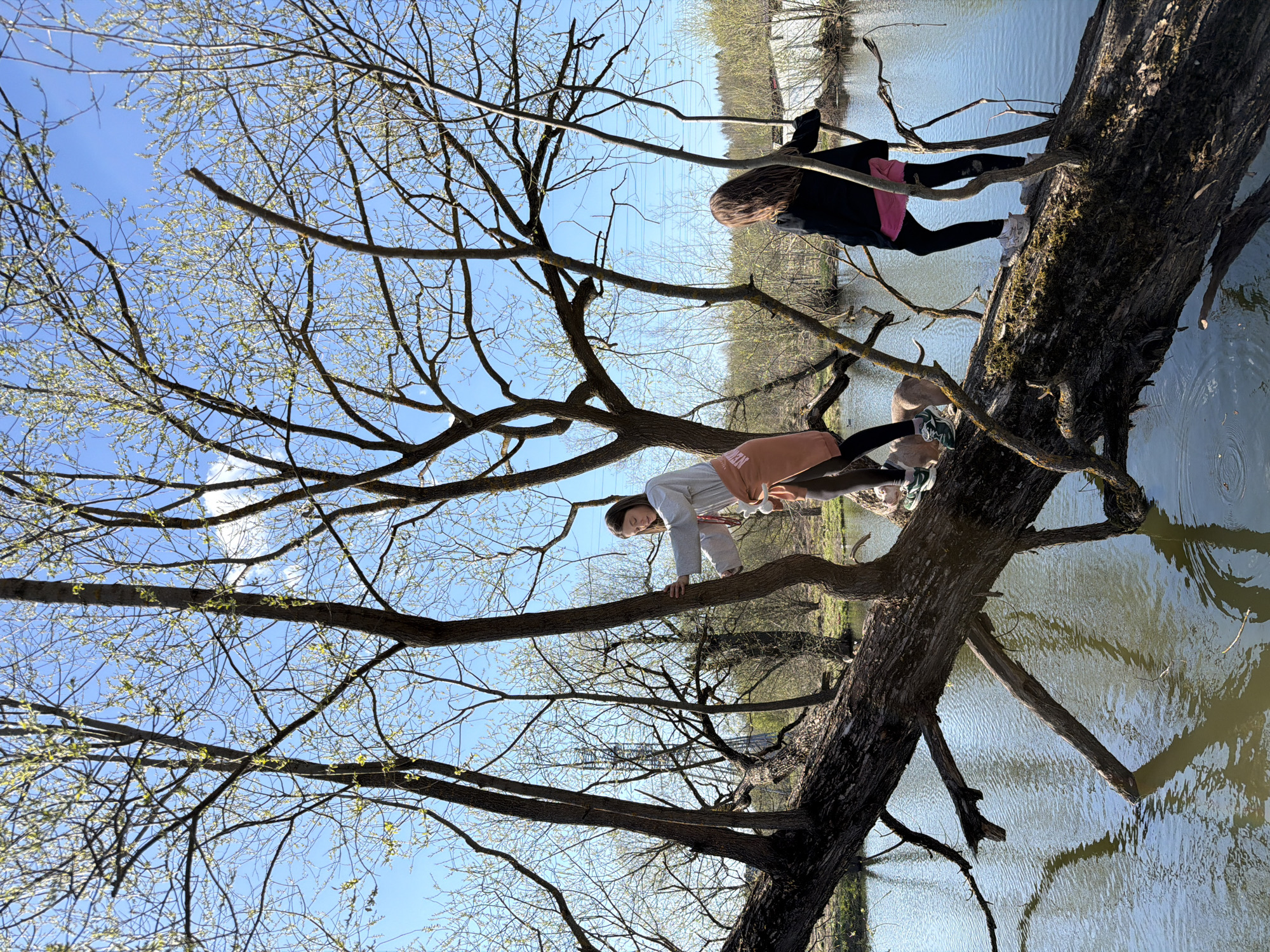 Families enjoy spring afternoon at flooded Khimki recreation area