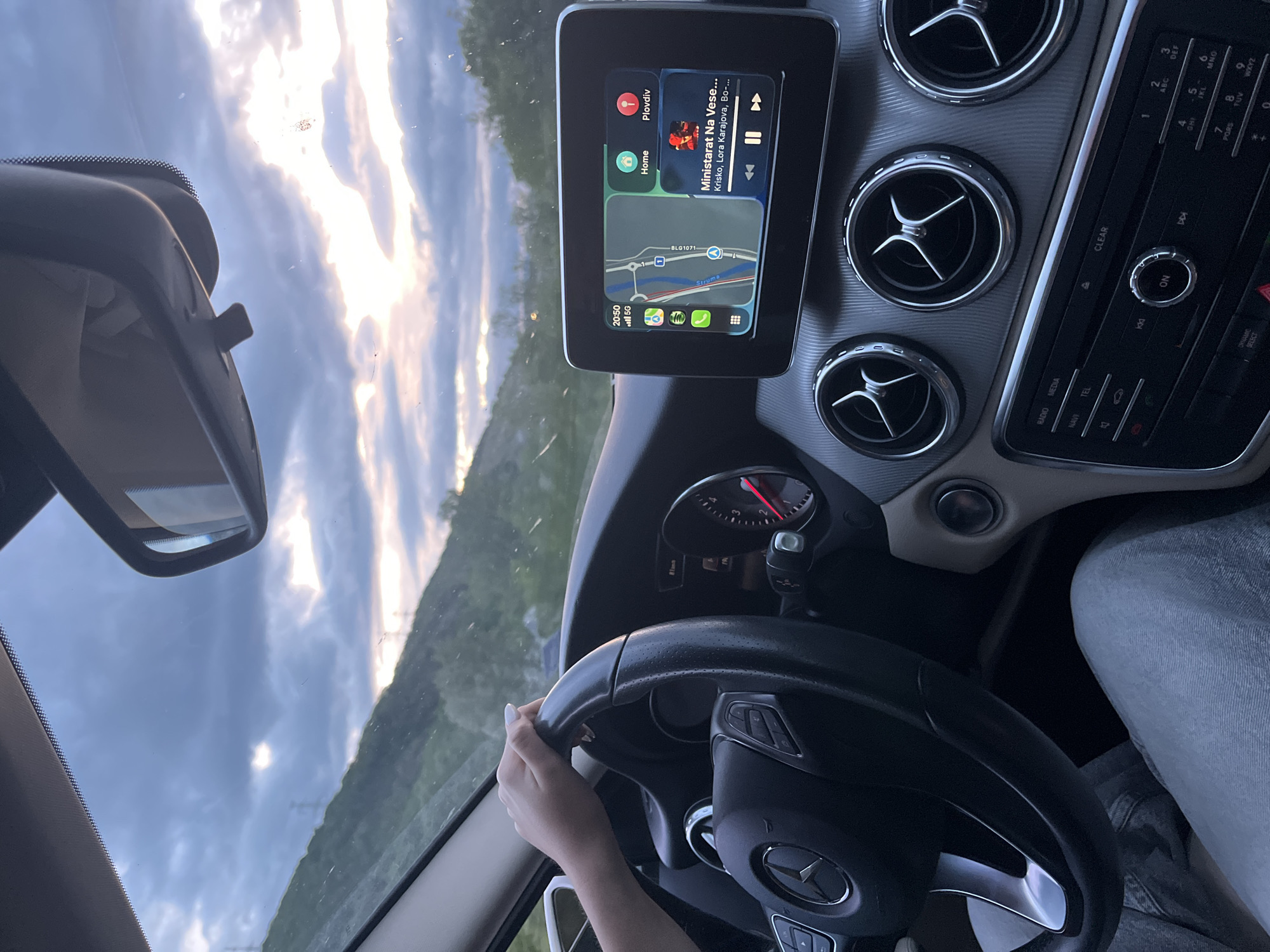 Driver navigates tunnel in Blagoevgrad using Apple CarPlay
