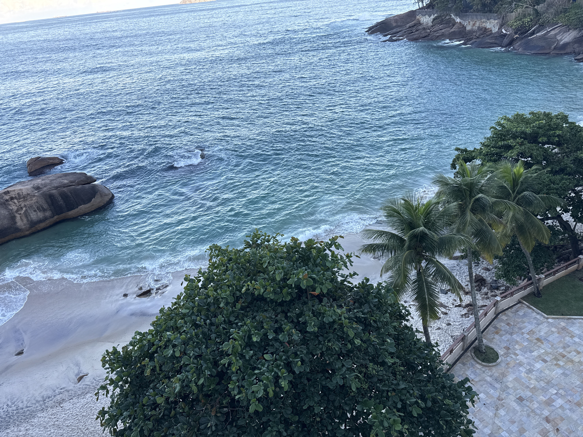 Tourist captures scenic Rio beachfront views from hotel vantage points