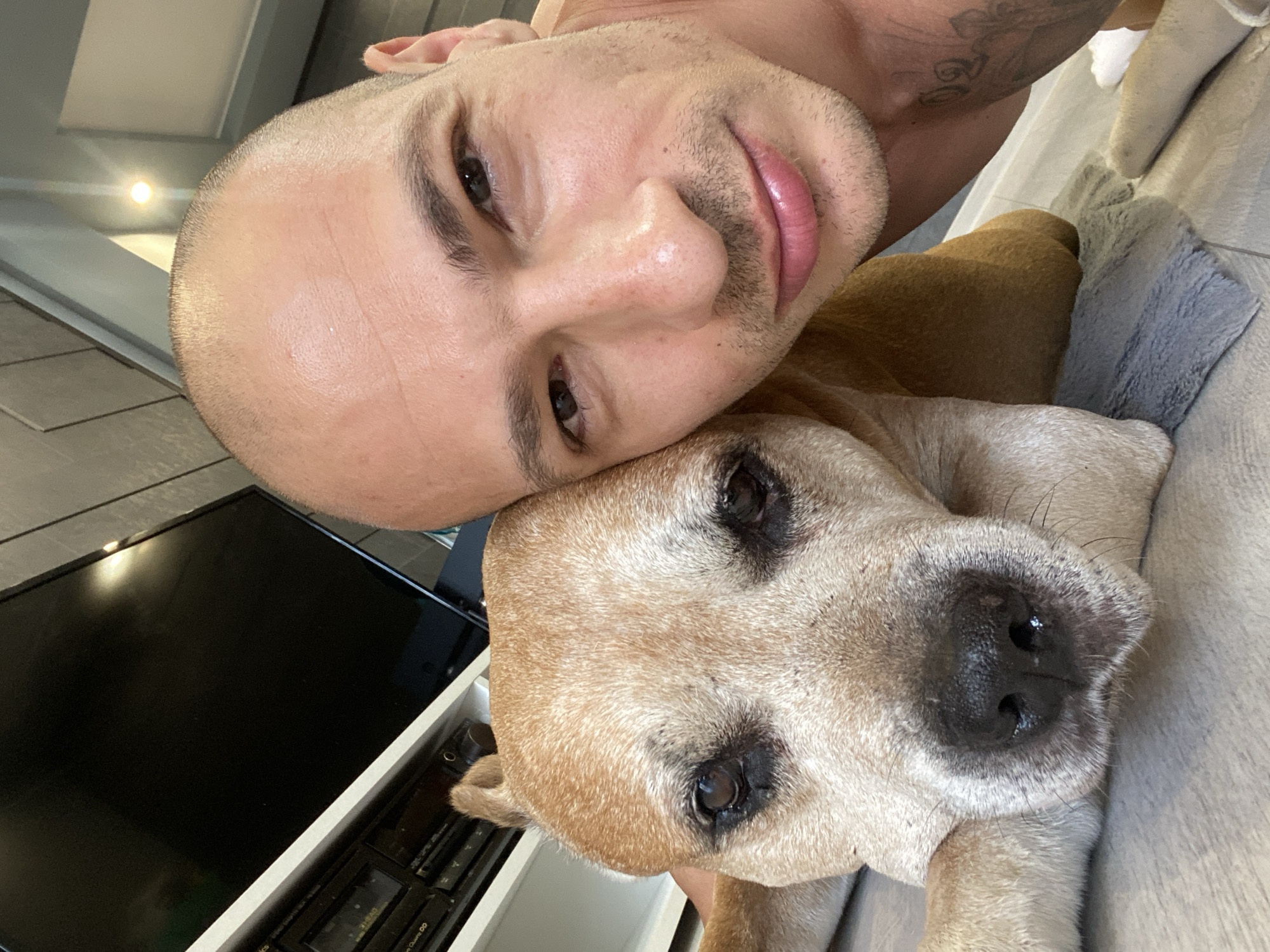 Casual selfie with a dog in Pleven, Bulgaria