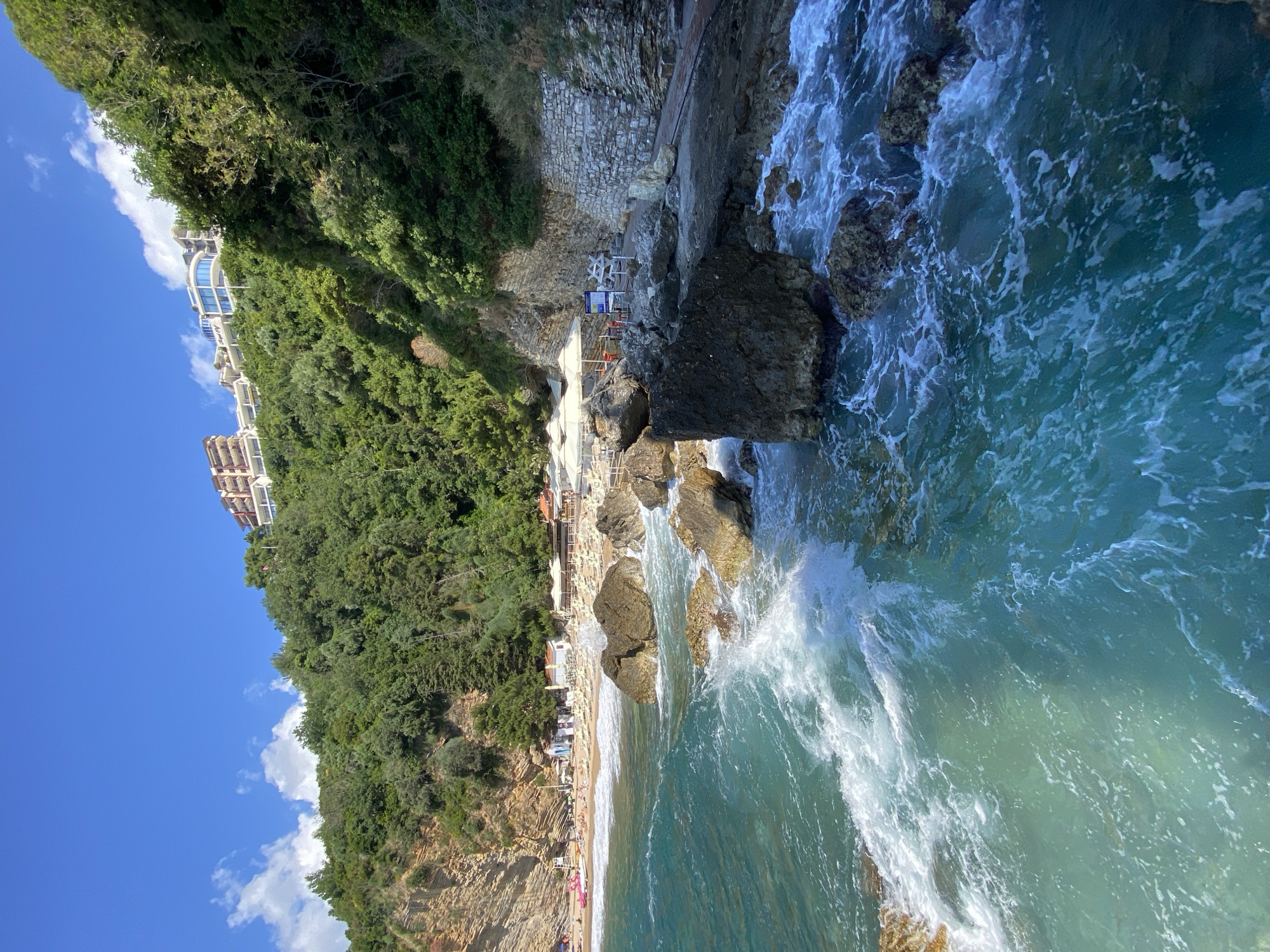 Clear morning skies over Budva's green coastline documented