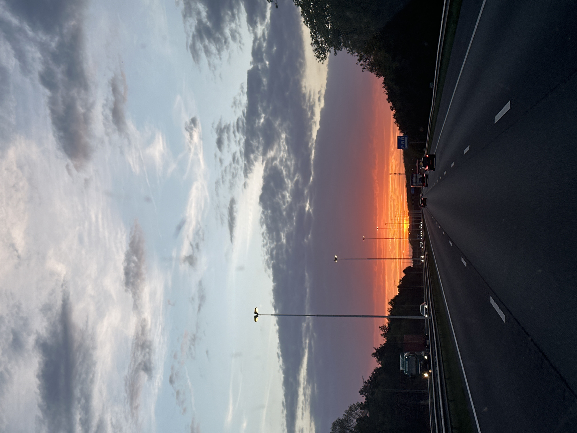 Evening traffic observed on highway in Oirschot, Netherlands