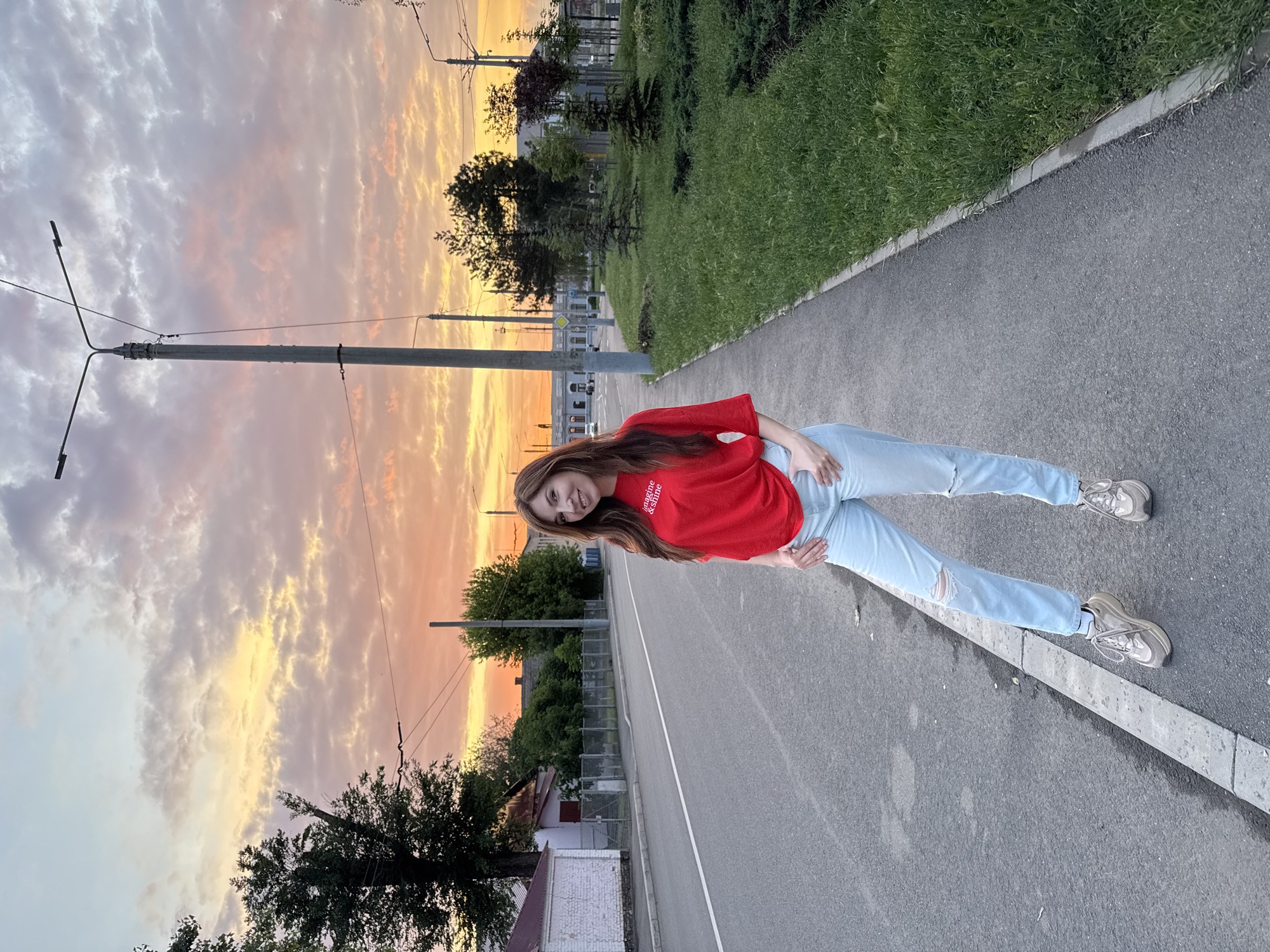 Spring evening walk documented through flowers and sunset in Ukraine