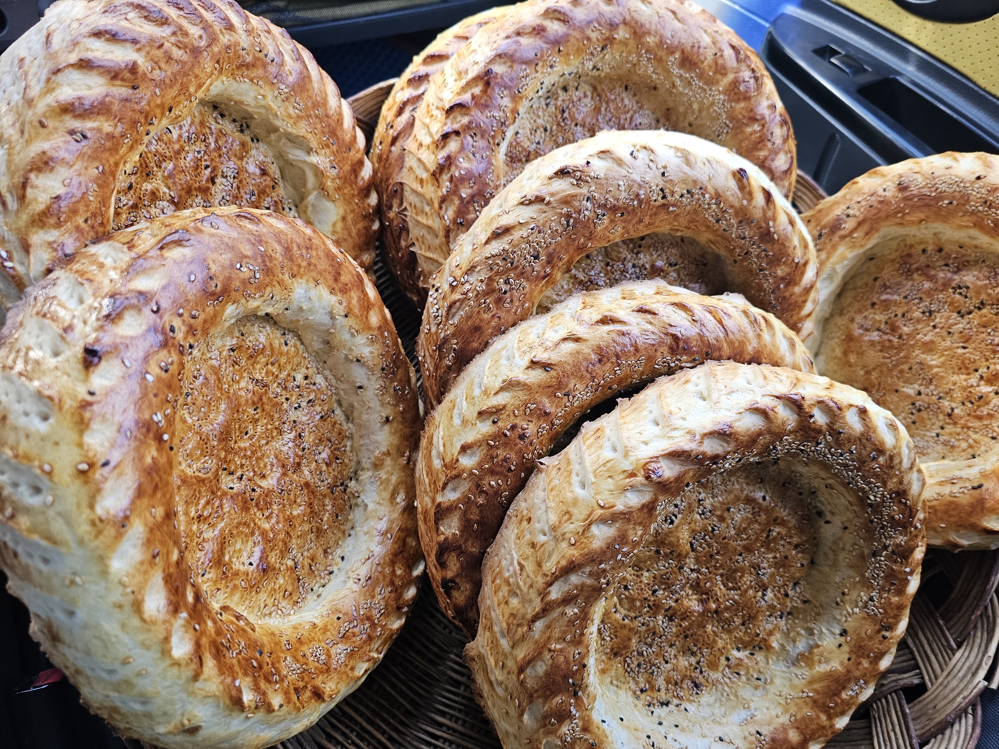Fresh non flatbreads in a basket, Özgön, Kyrgyzstan