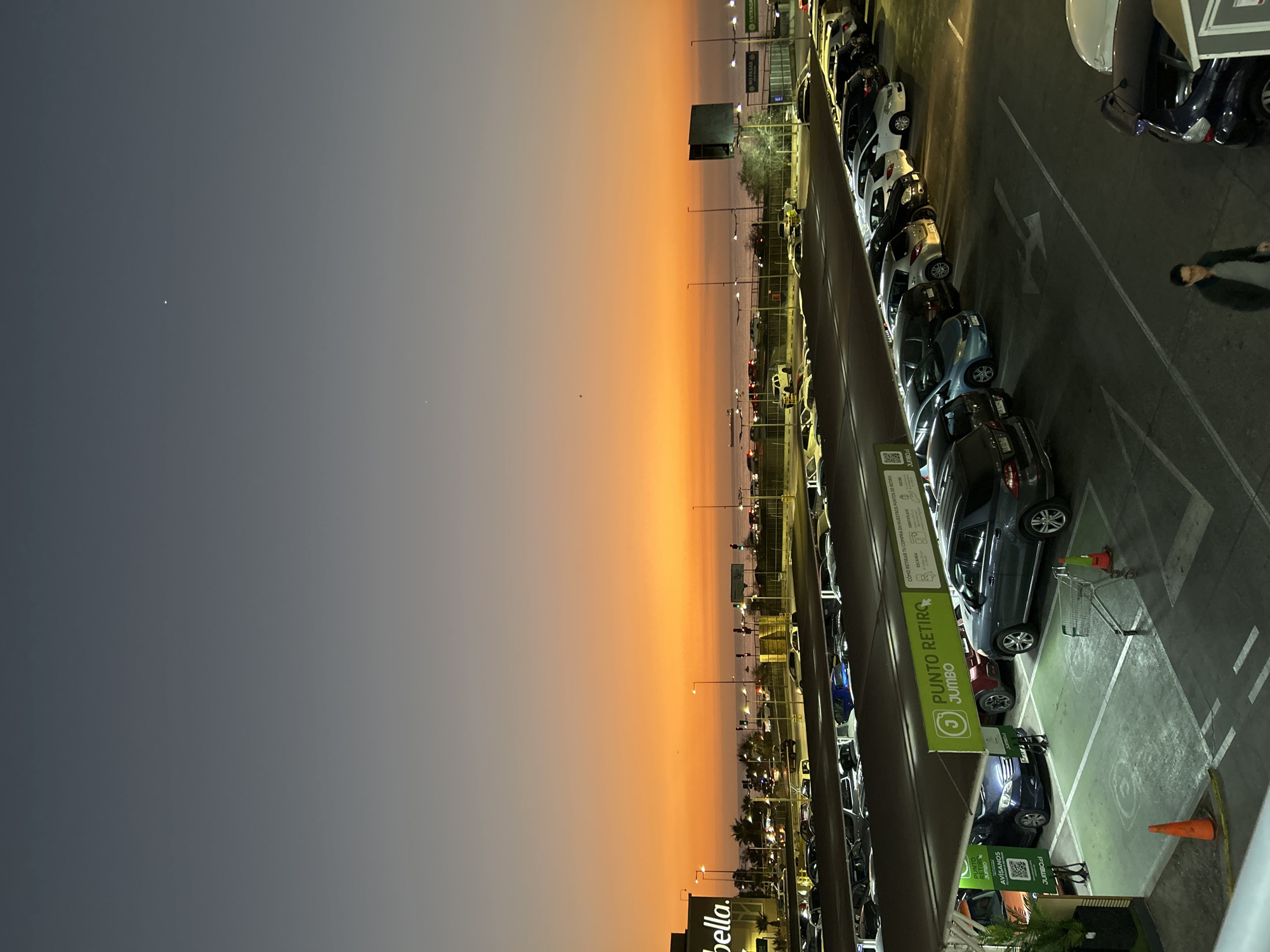 Dusk outside a Jumbo supermarket in Arica, Chile