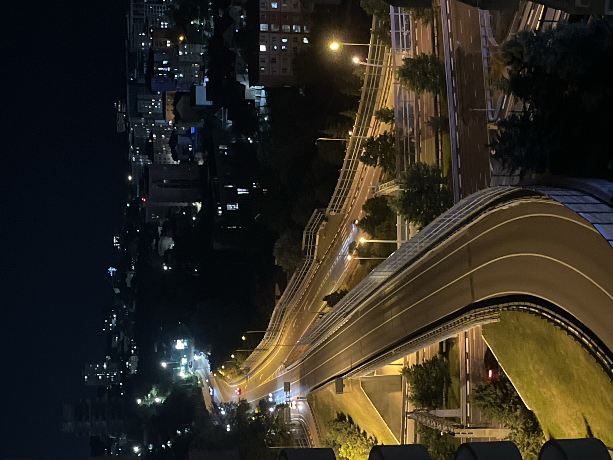 Sochi's illuminated highway interchange at night