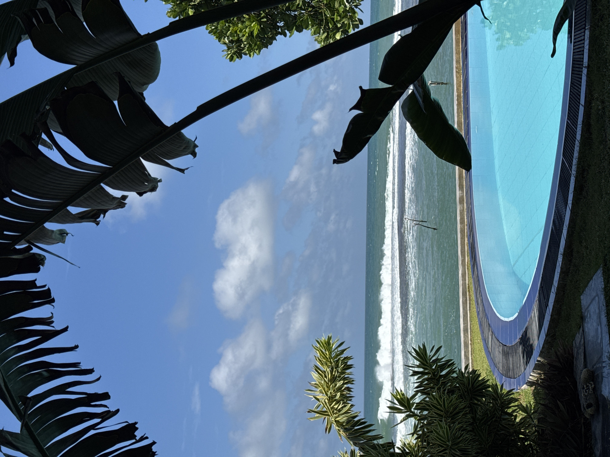 Poolside morning with ocean views and breakfast in Sri Lanka