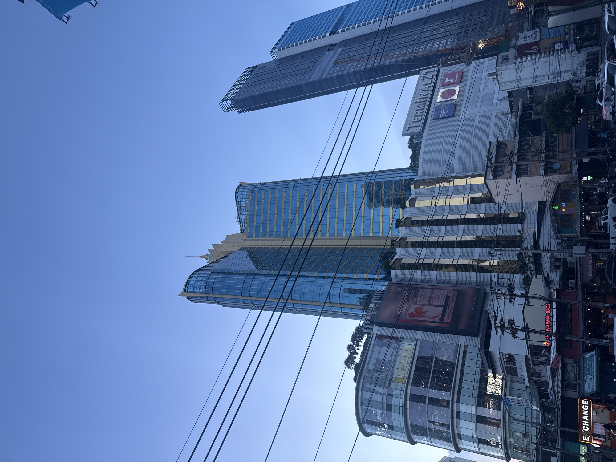 Bangkok city streets and skyline, Terminal 21 area, June afternoon