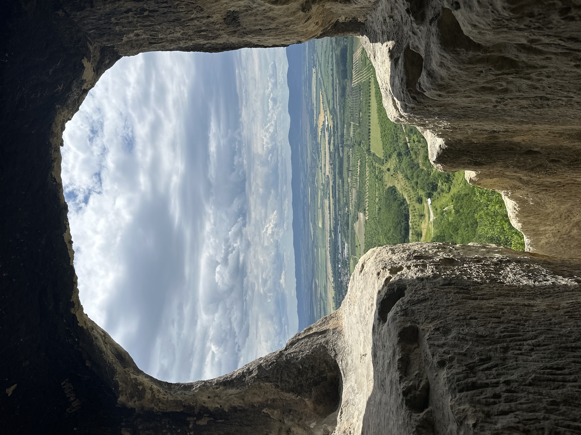 Cave view captured showing Bulgarian countryside near Troitsa