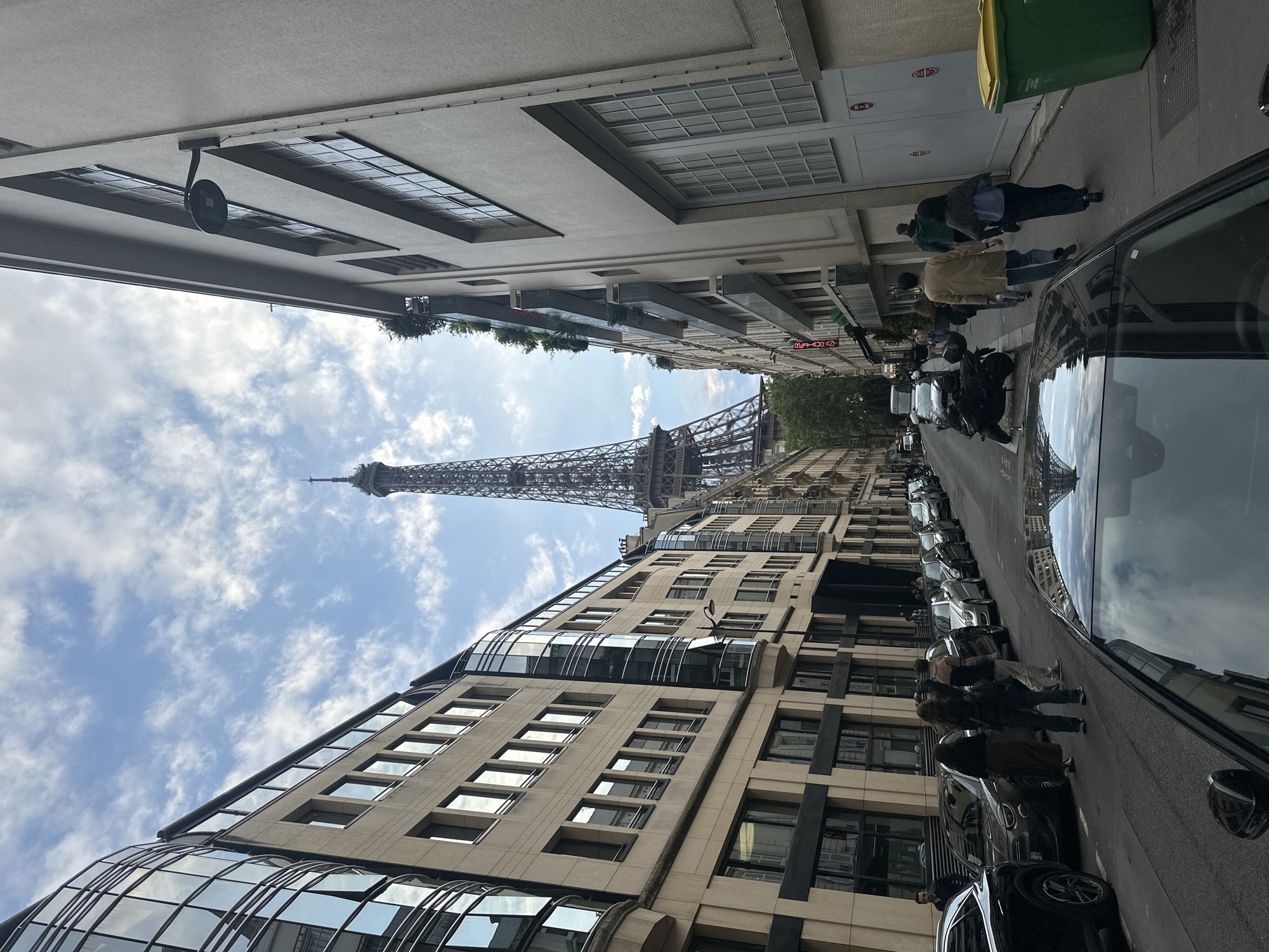 Street view captures Eiffel Tower from Paris neighborhood
