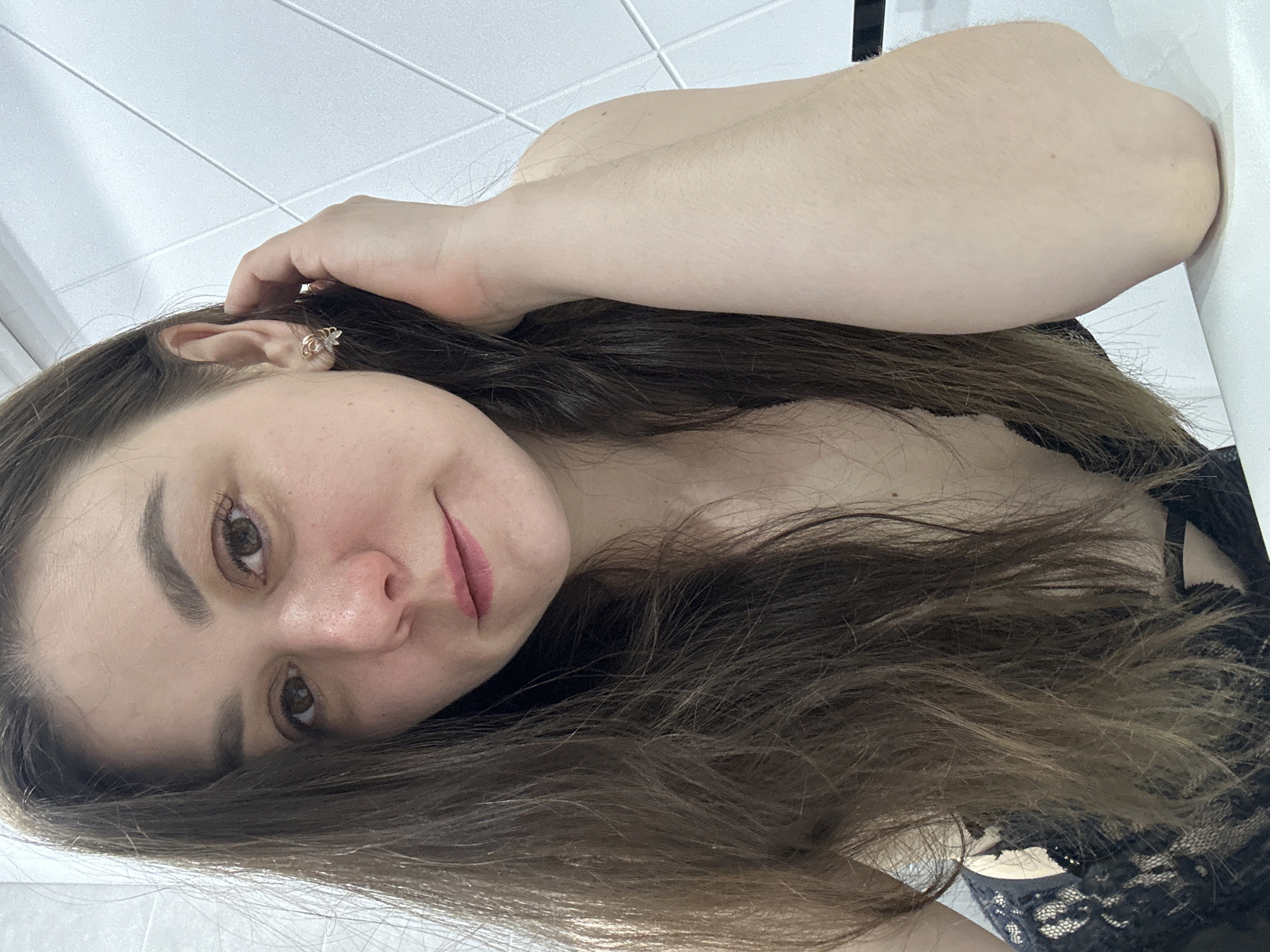 Woman takes casual selfies in Chaikovsky, Russia