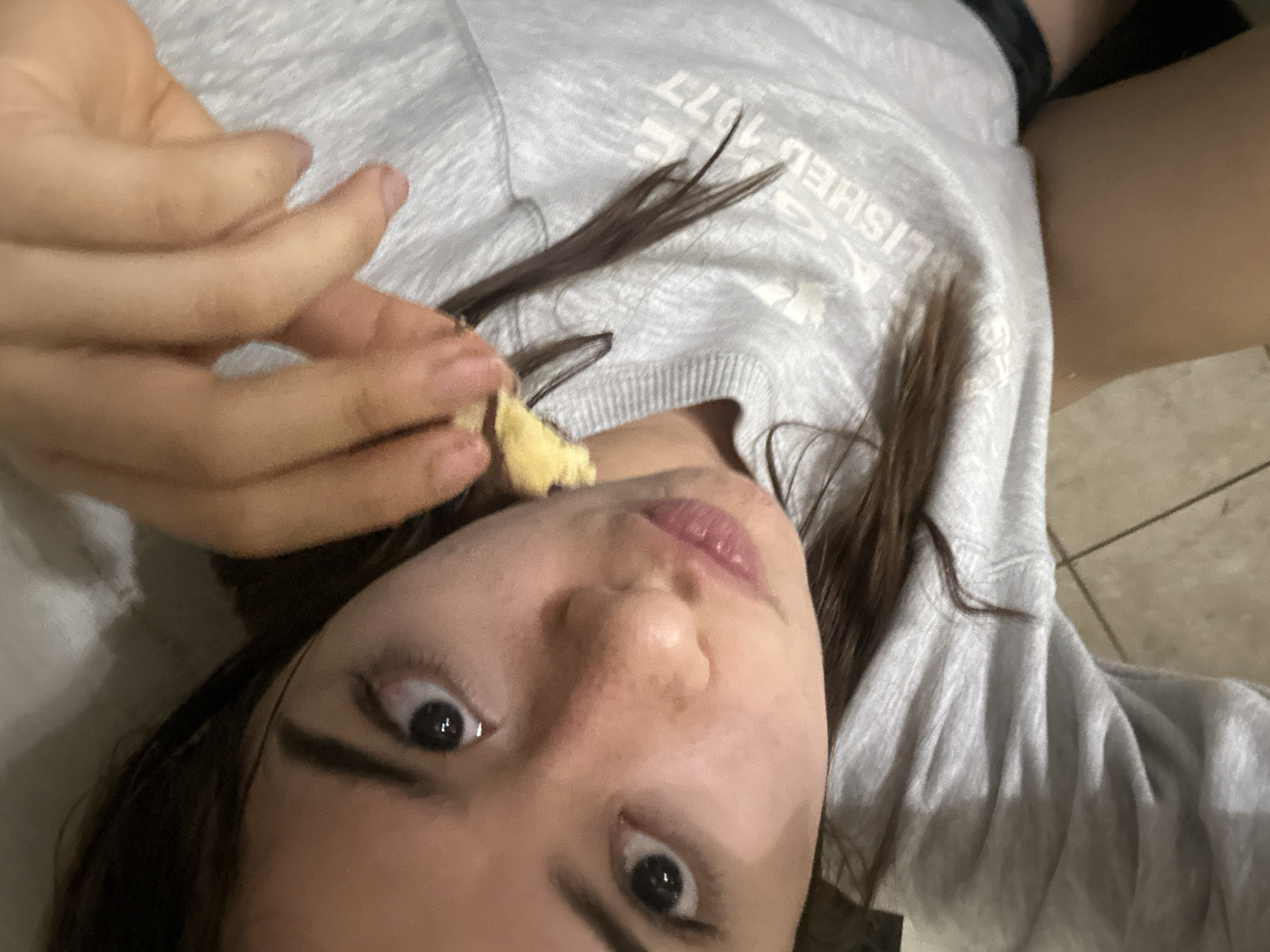 Close-up selfie with a bite of food in Puebla
