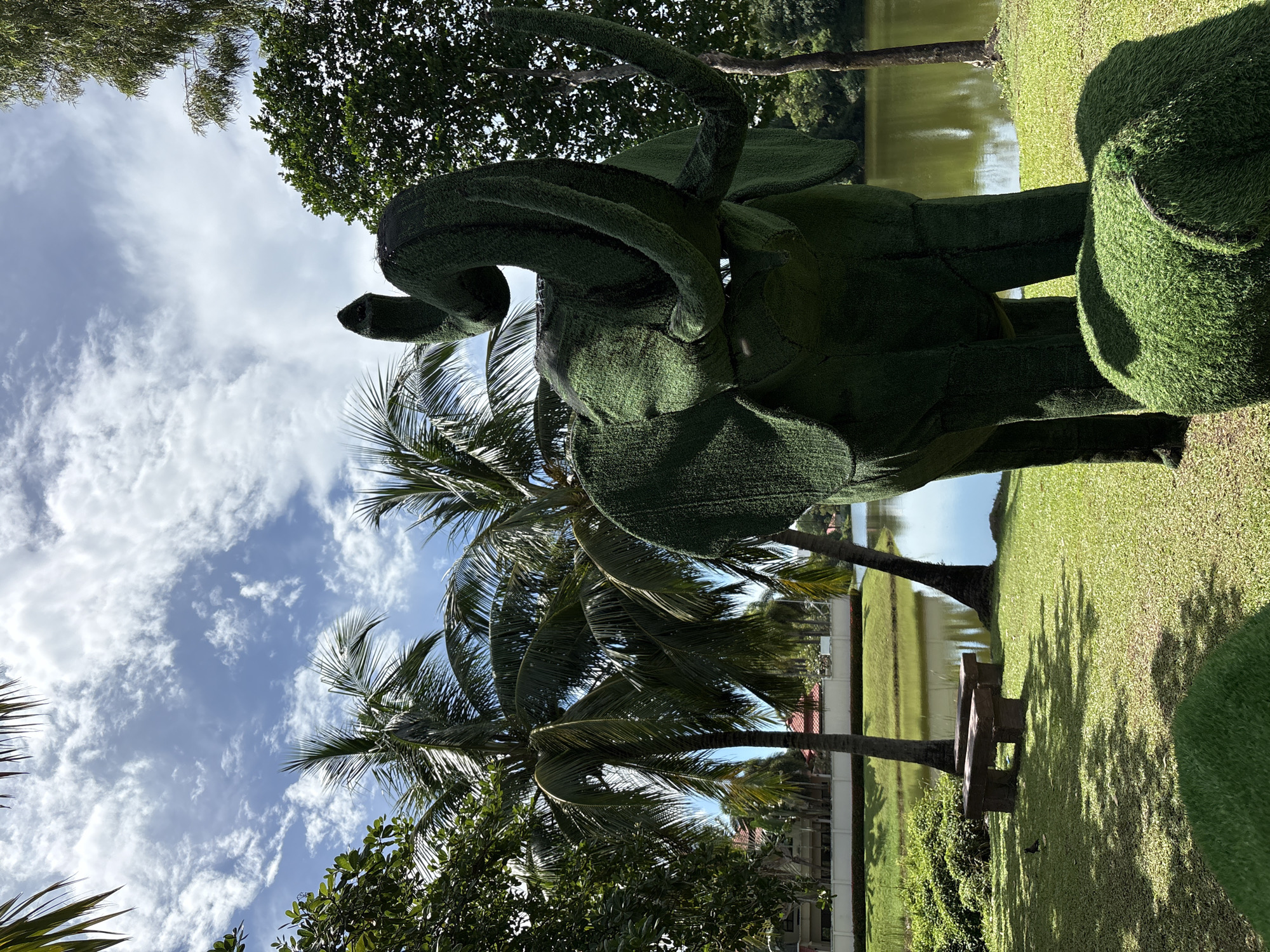 Elephant topiaries and a quiet lake in Choeng Thale park