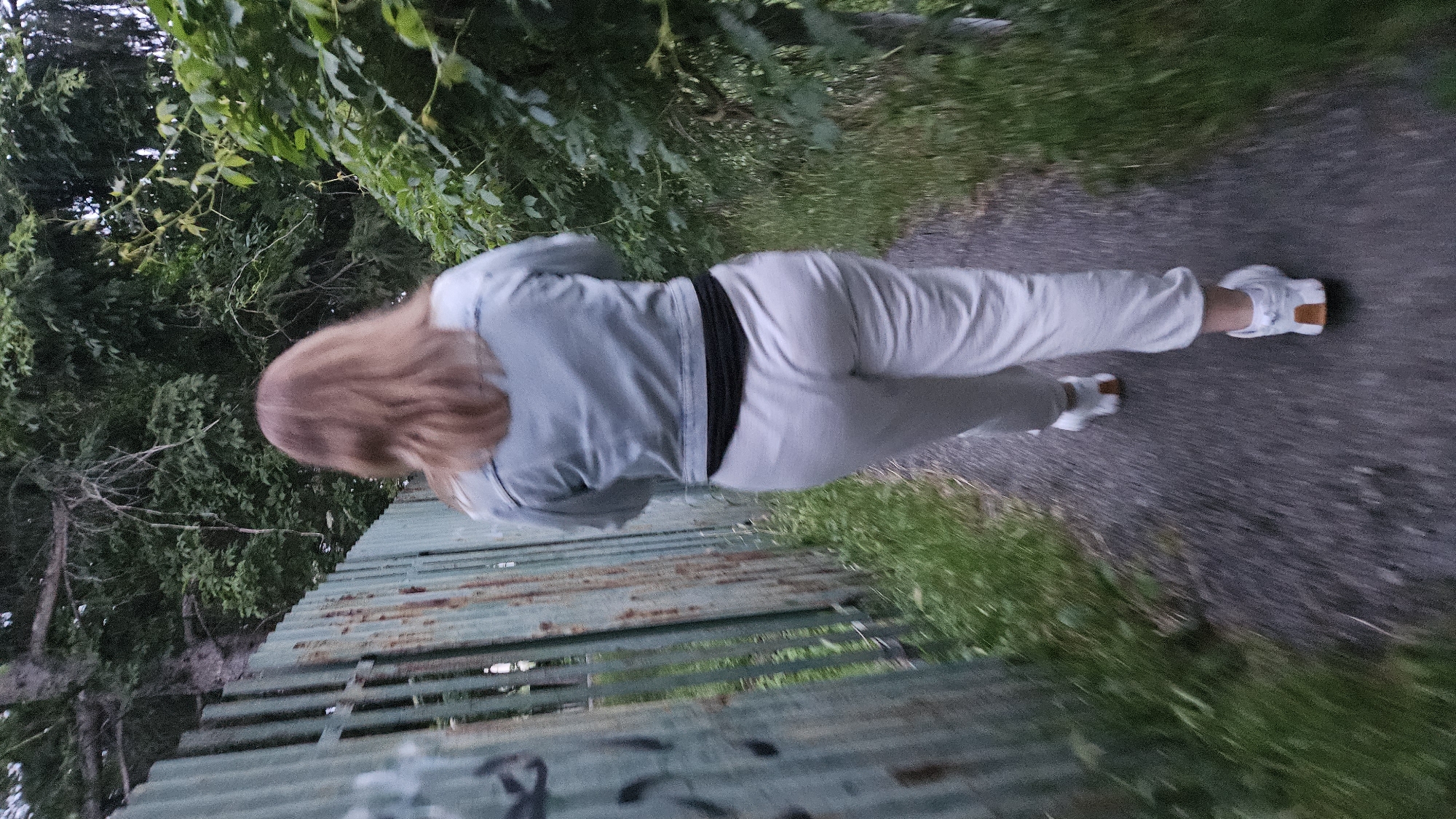 Evening riverside walk documented in Prešov, Slovakia
