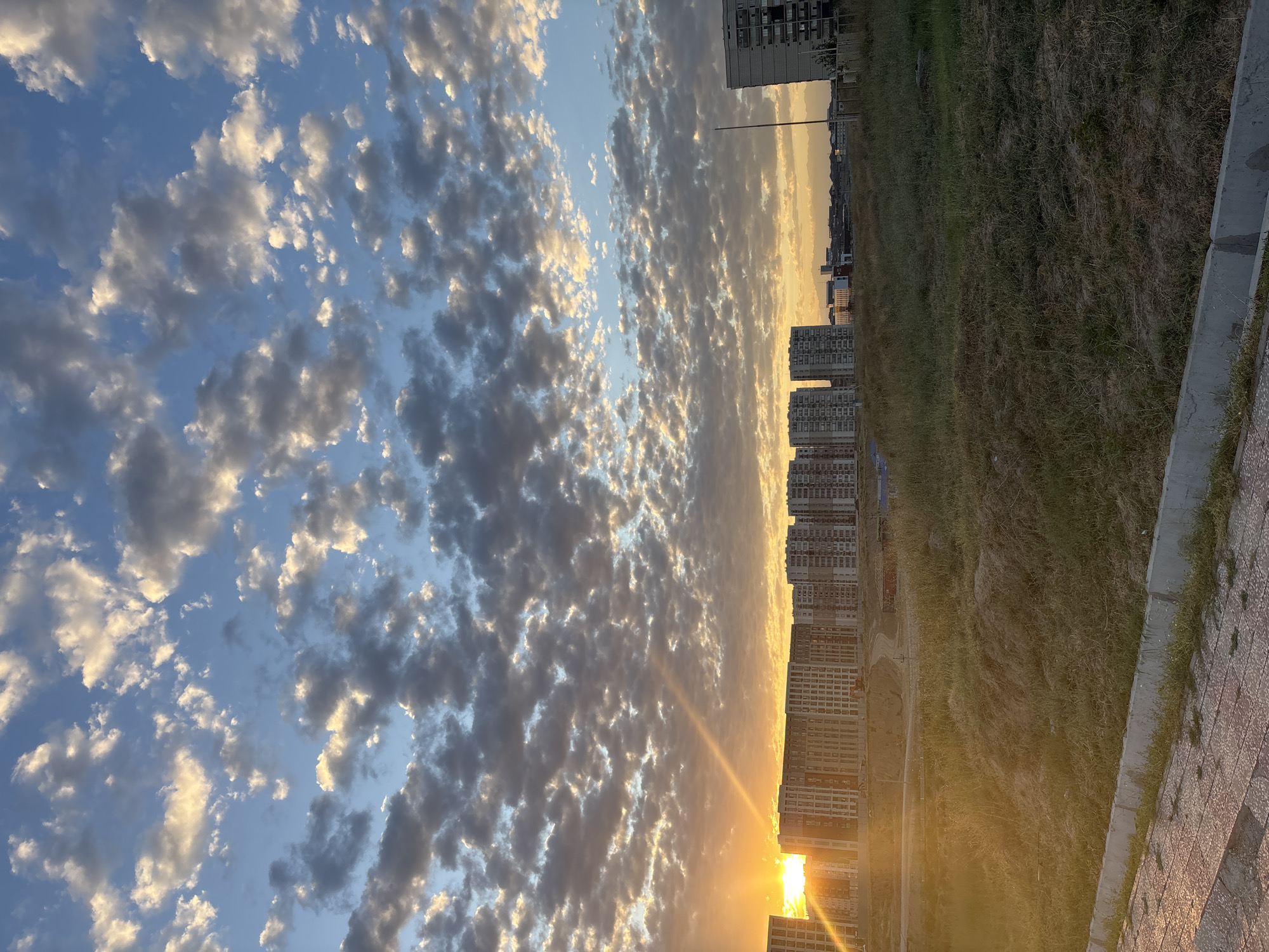 Sunset over Shymkent's growing apartment district