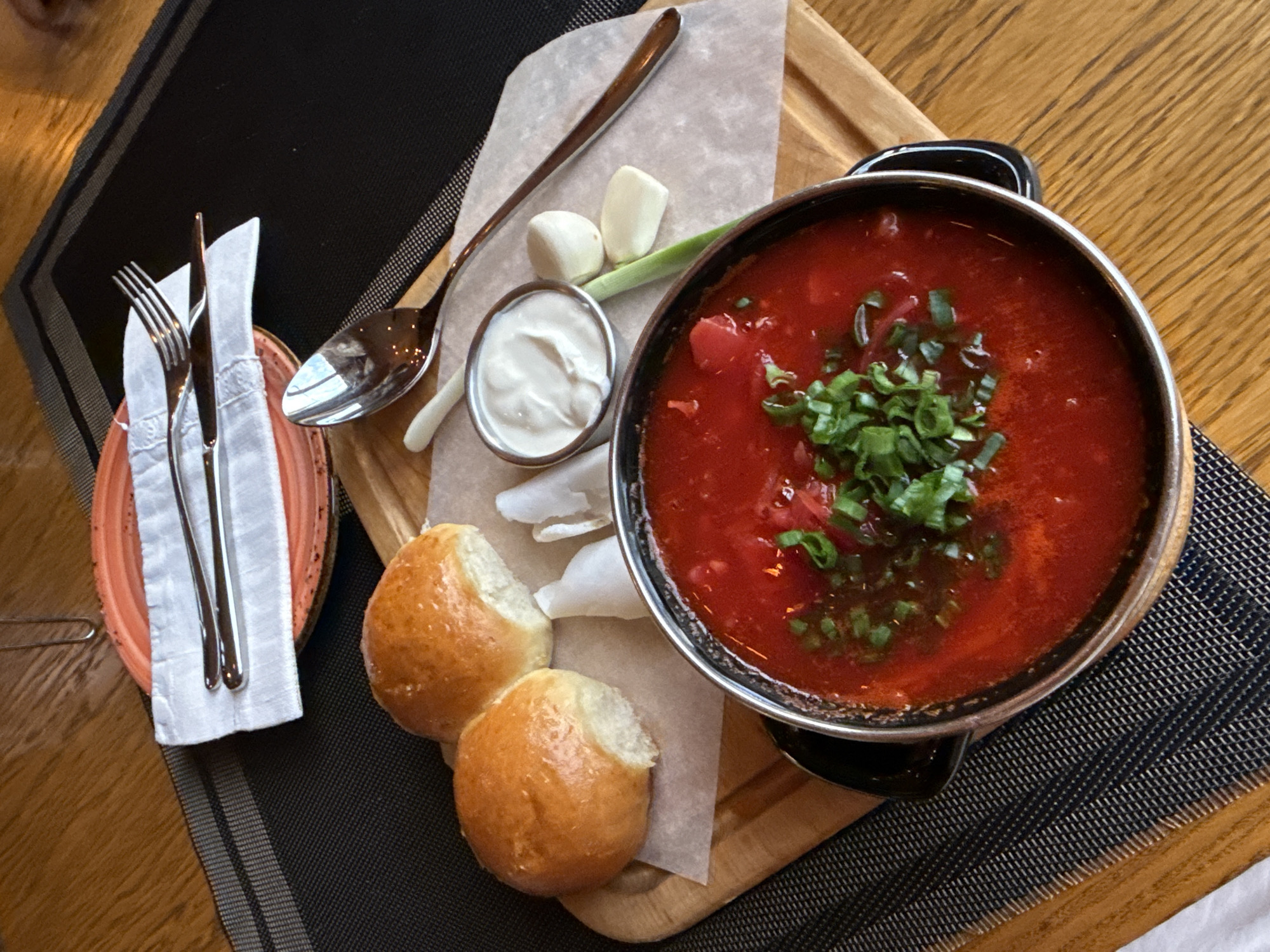 Visitor documents dining experience at Village restaurant in Olginka
