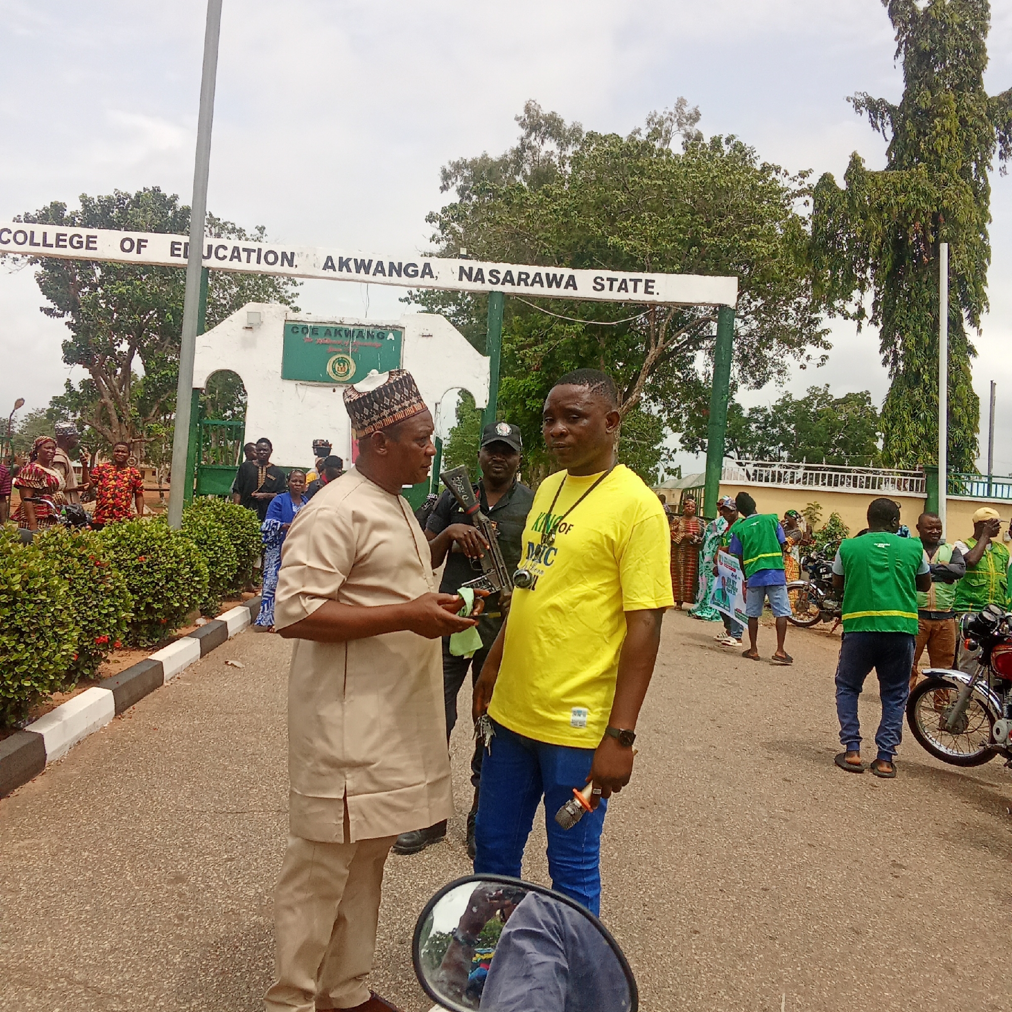 Motorcycle riders gather near College of Education in Akwanga