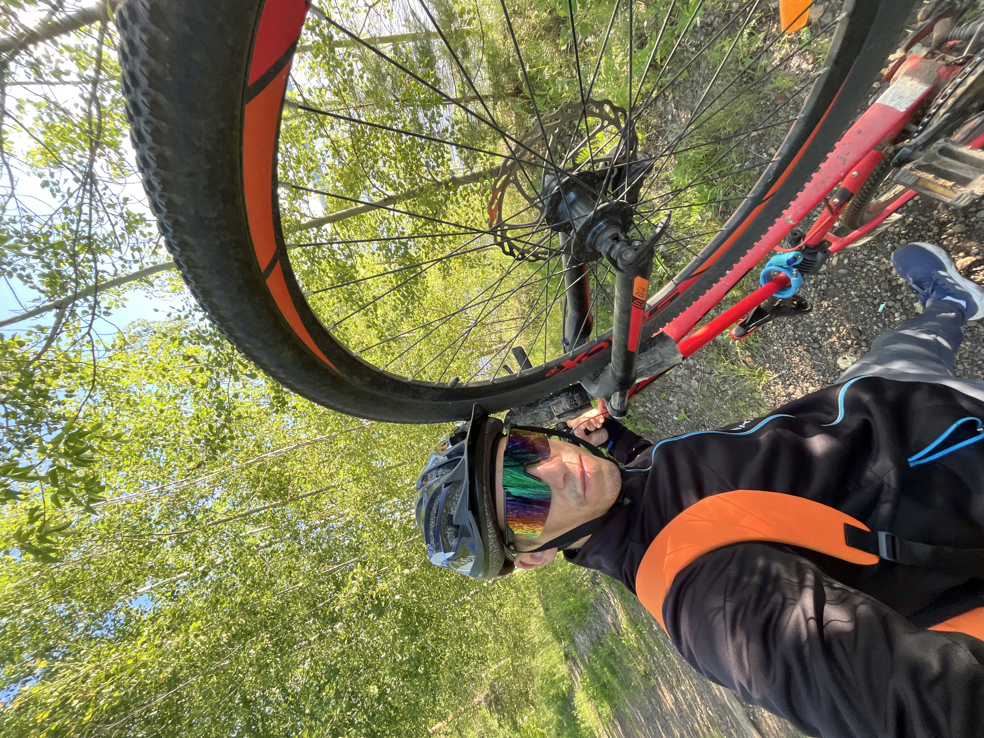 Early morning cyclist spotted along Kama River in Chaikovsky