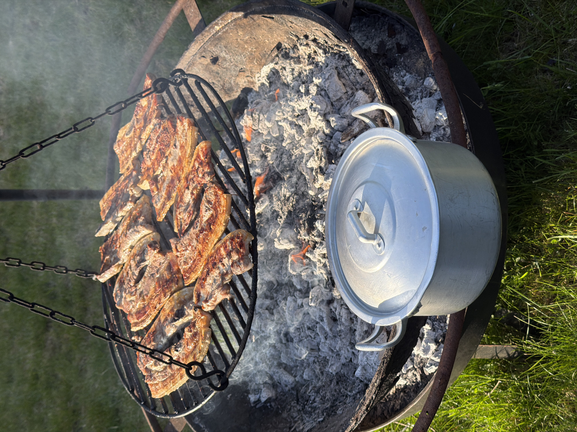 Family barbecue gathering documented in Junglinster, Luxembourg