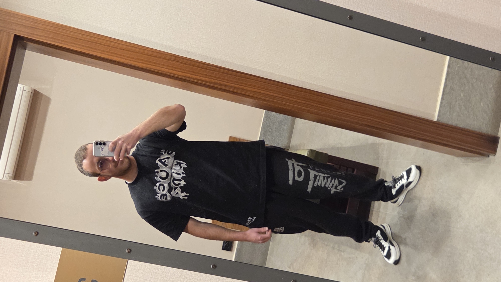 Man Takes Mirror Selfie Indoors Early Morning Hours