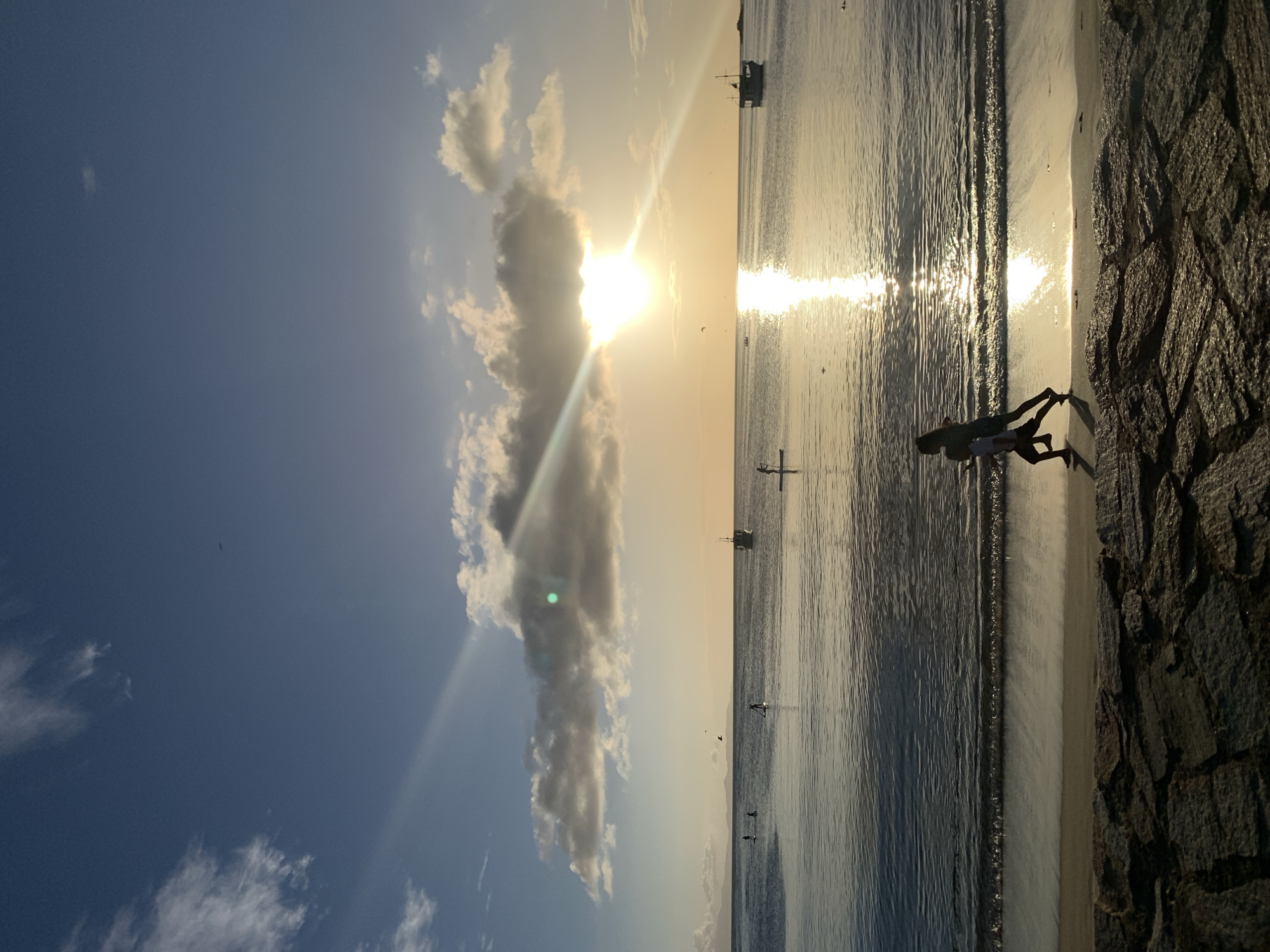 Golden hour fading over Juan Griego's fishing bay