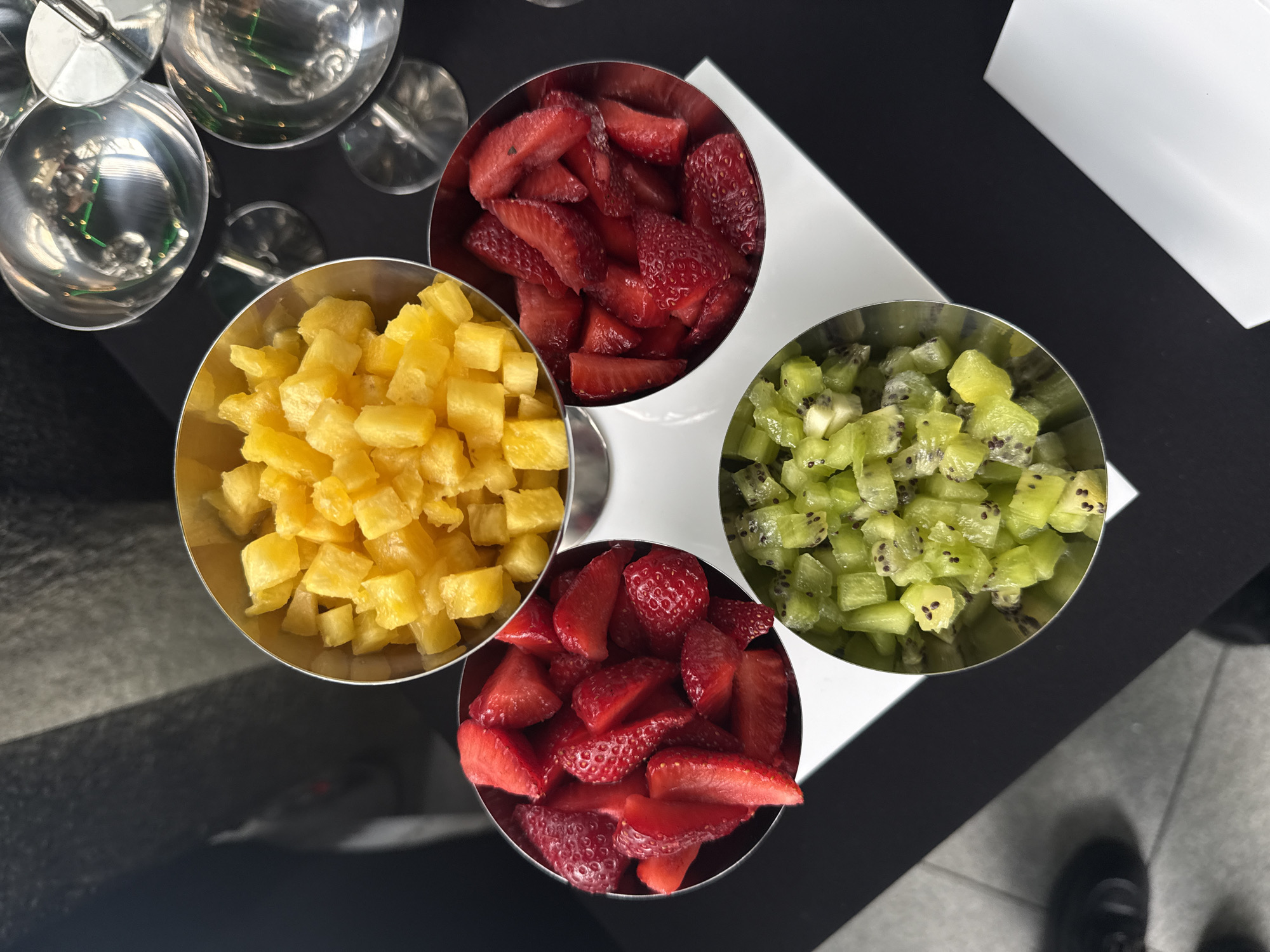Elegant fruit buffet event documented in modern Sofia venue