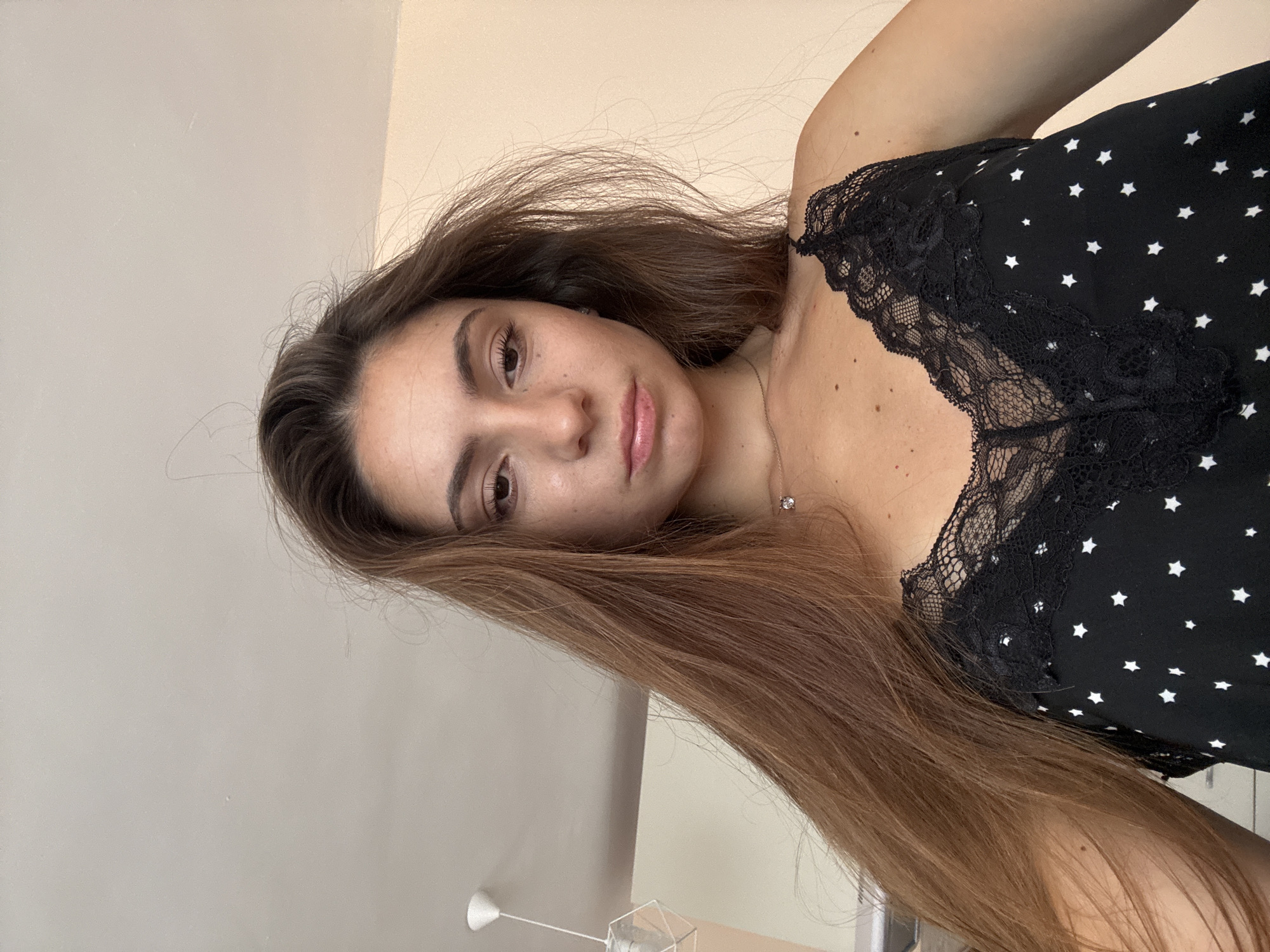Morning selfie series around a Varna home, same outfit, multiple rooms.