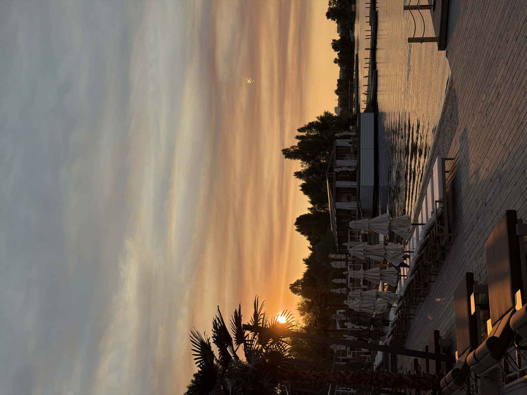 Golden hour at a Kyiv waterside hangout spot