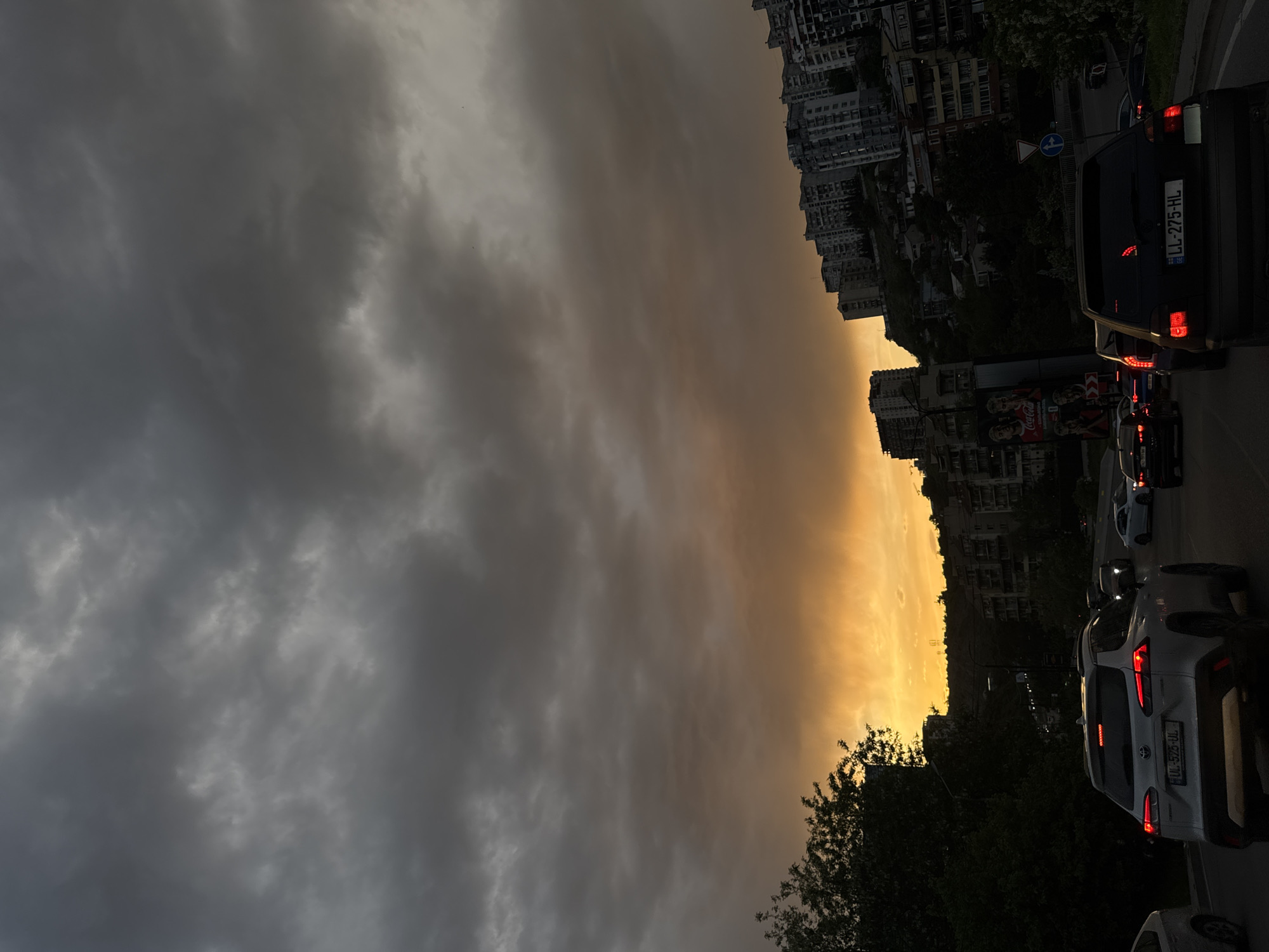 Dramatic divided sky observed over Tbilisi streets
