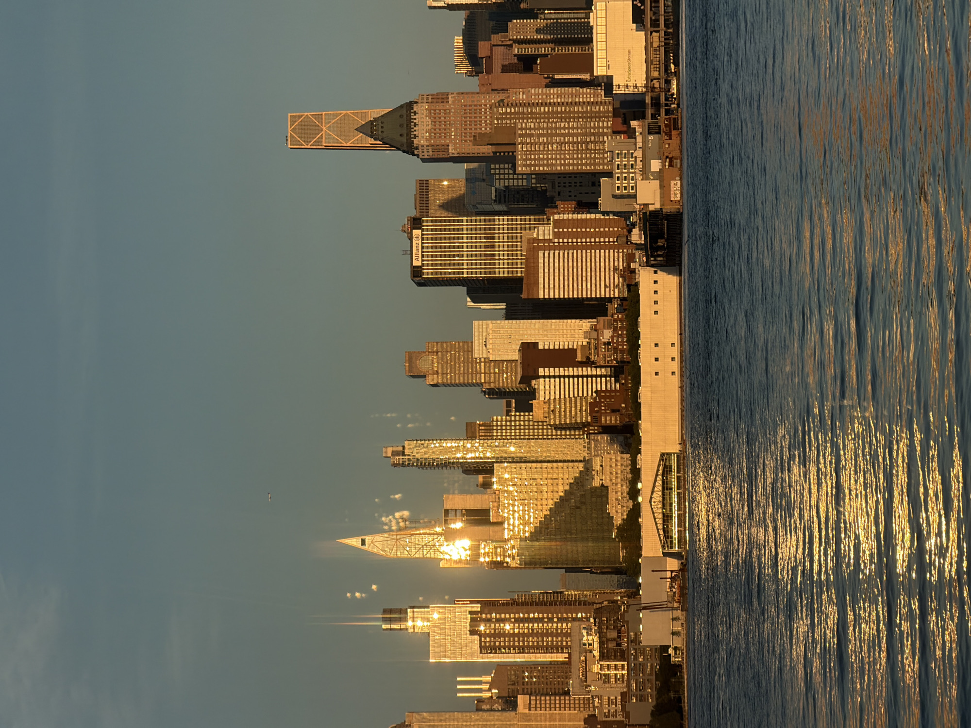 Manhattan skyline view from Weehawken during golden hour
