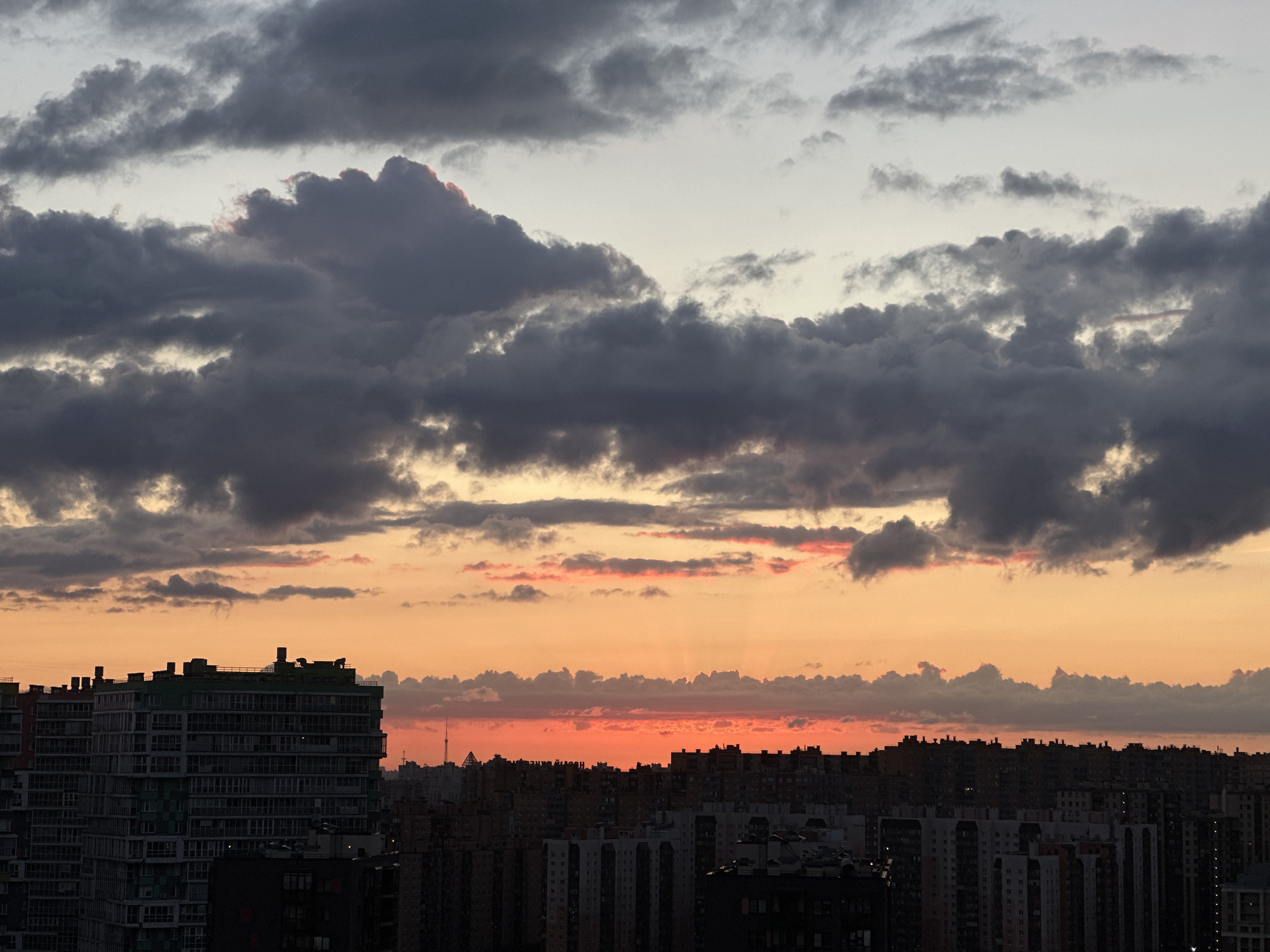 Dusk sky over the Nikolskoye cityscape