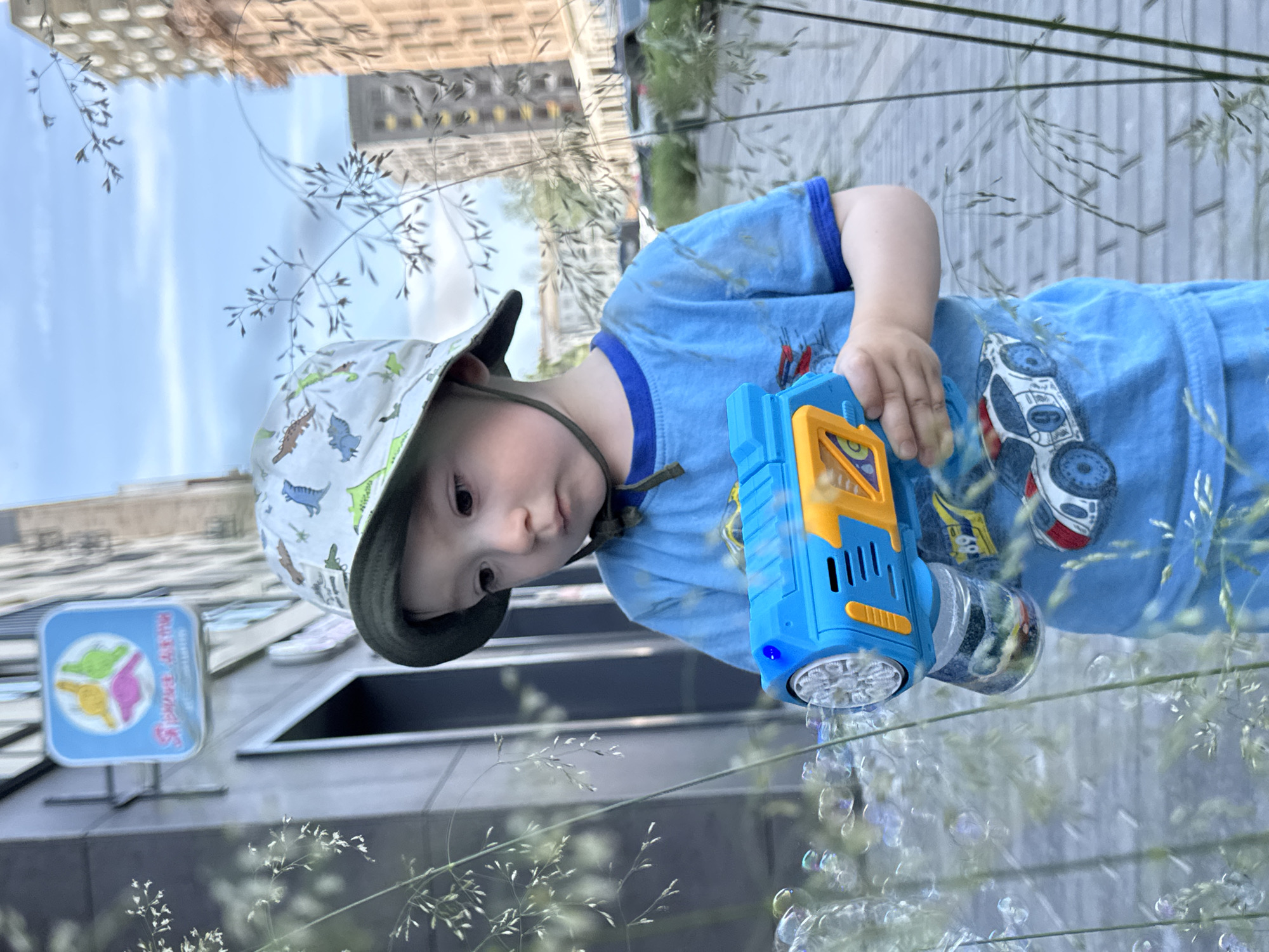 Bubble gun fun on a summer morning in Izhevsk