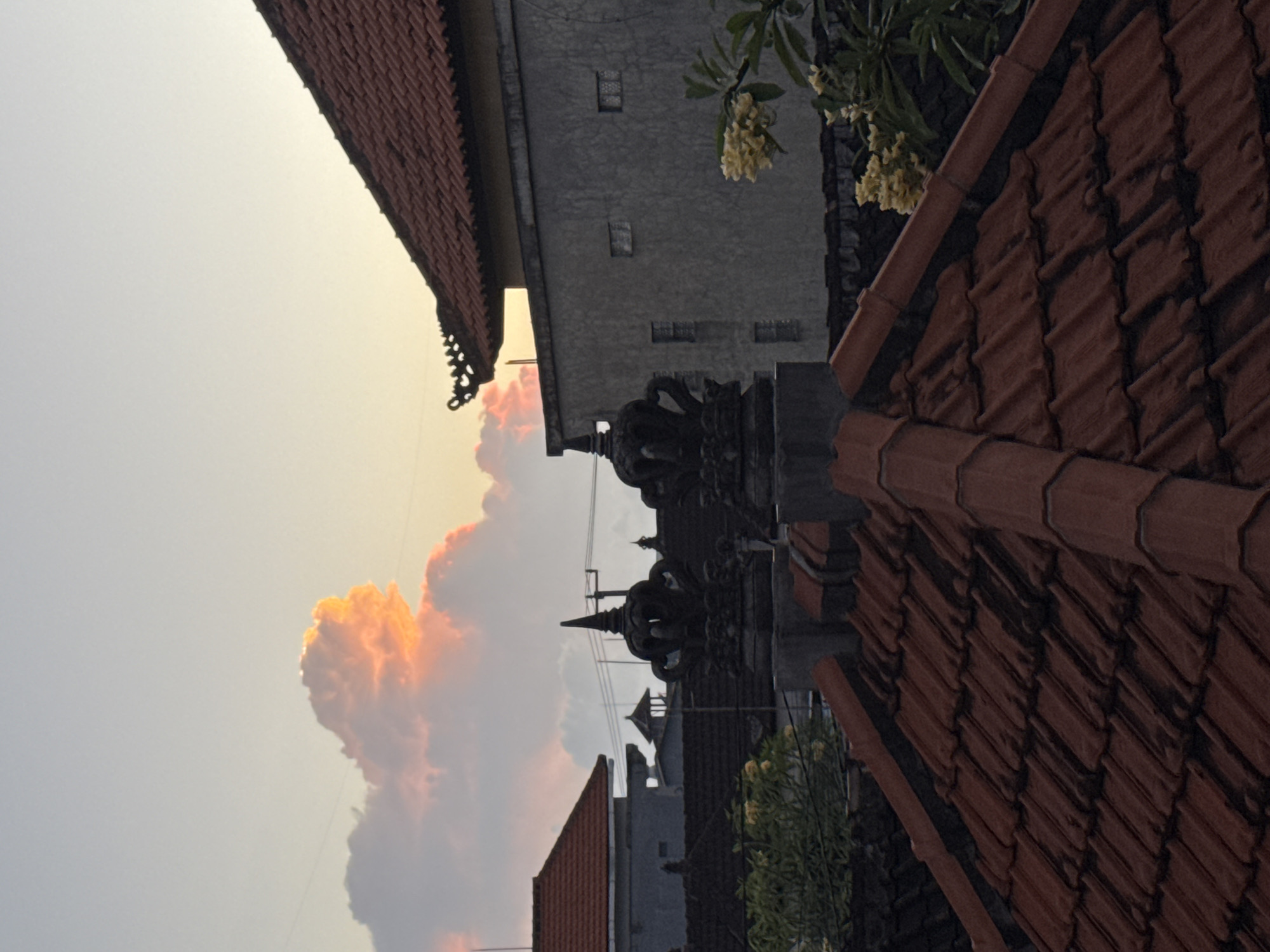 Sunset scene documented in Kuta, Indonesia with architectural views