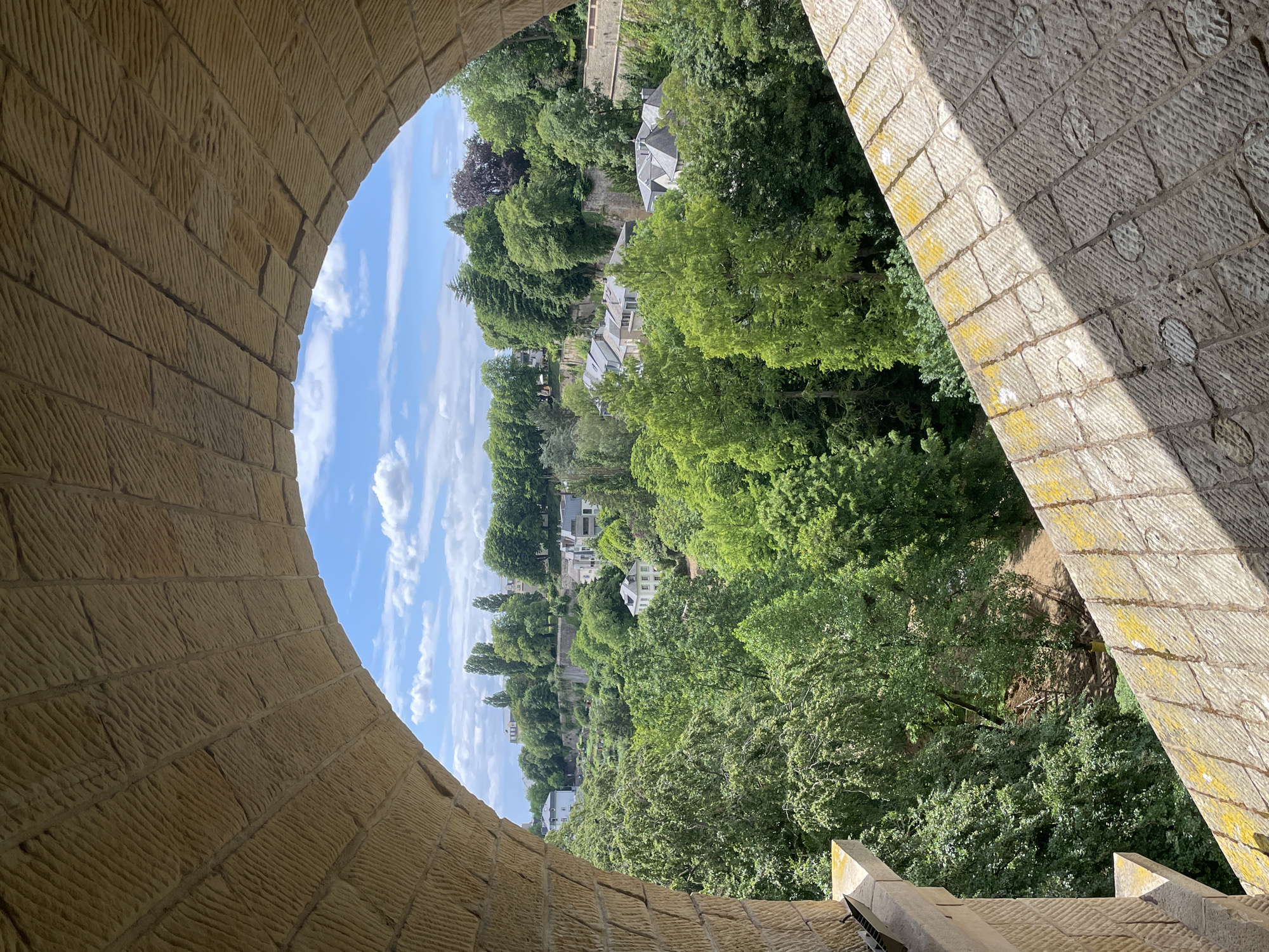 Tourist documents Luxembourg City landmarks during 15-minute walking tour