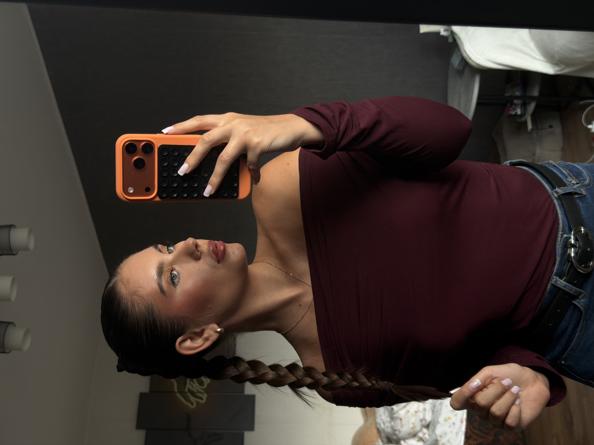 Woman takes morning selfie in Krasnoyarsk