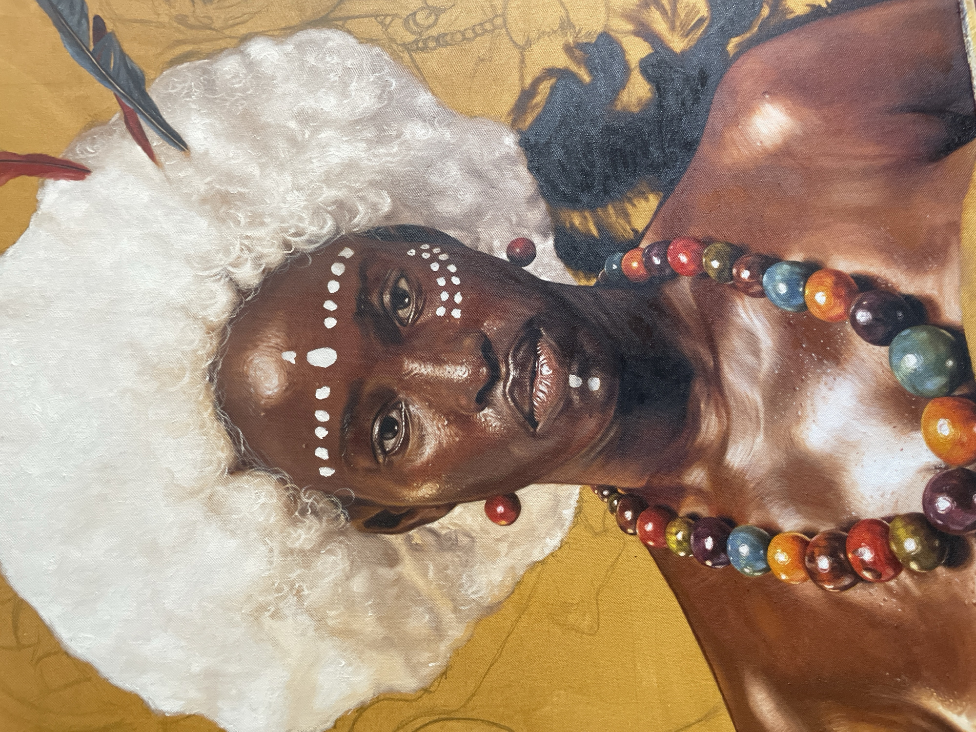 Artist creates traditional portrait painting in Ado Nigeria studio