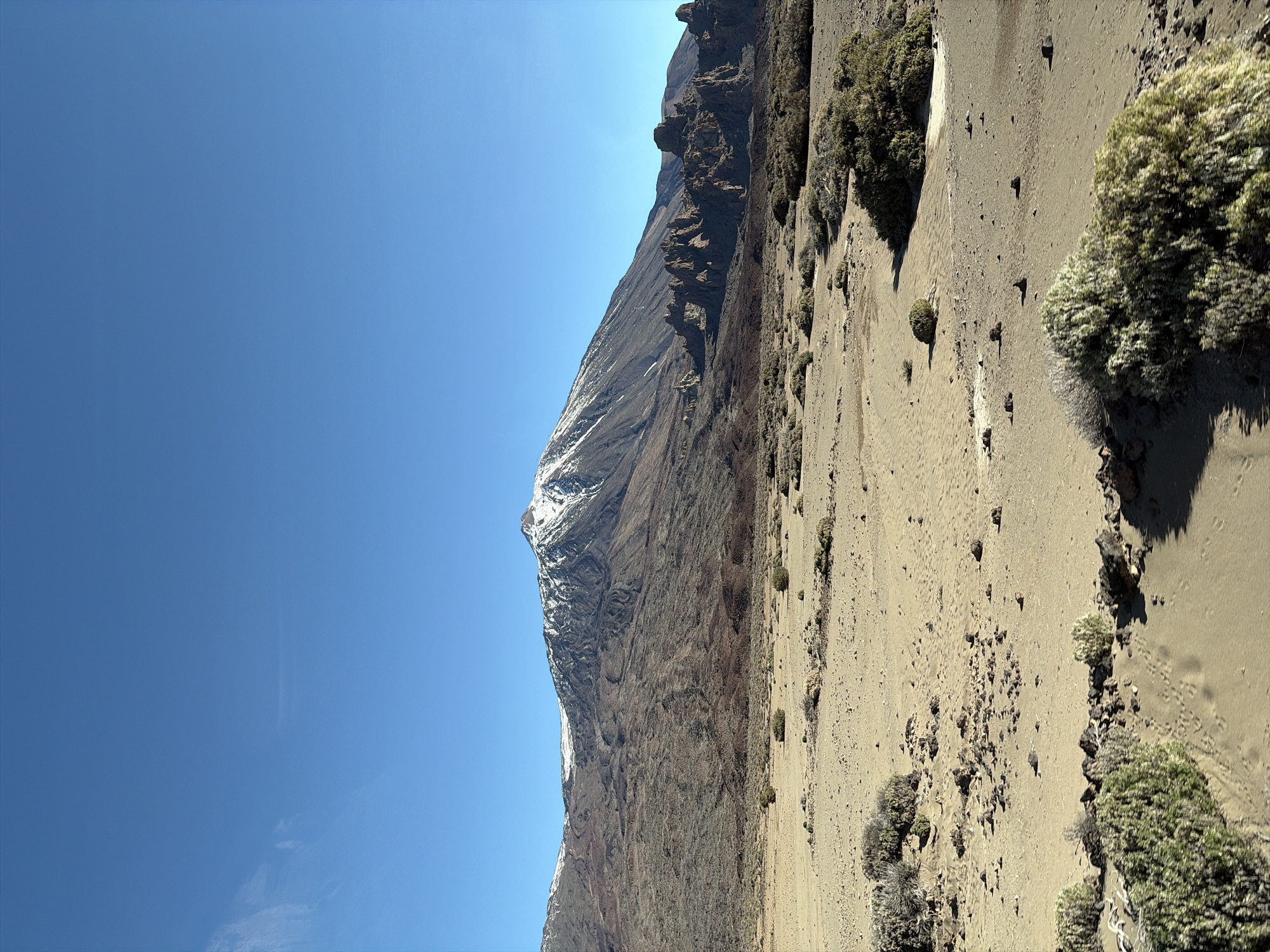 Snow-capped mountain observed in Tenerife under clear skies