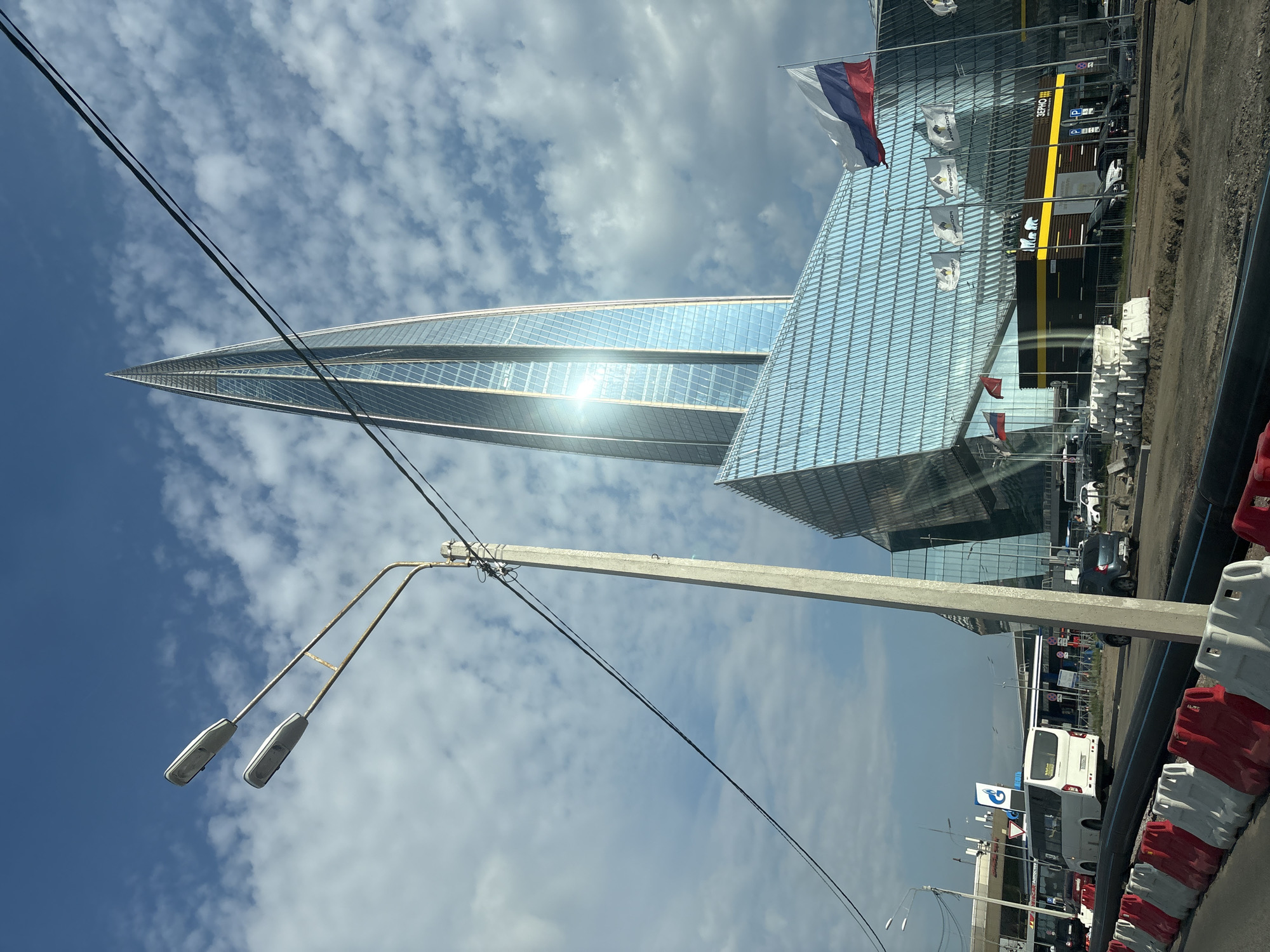 Lakhta Center's twisted glass tower under Saint Petersburg skies