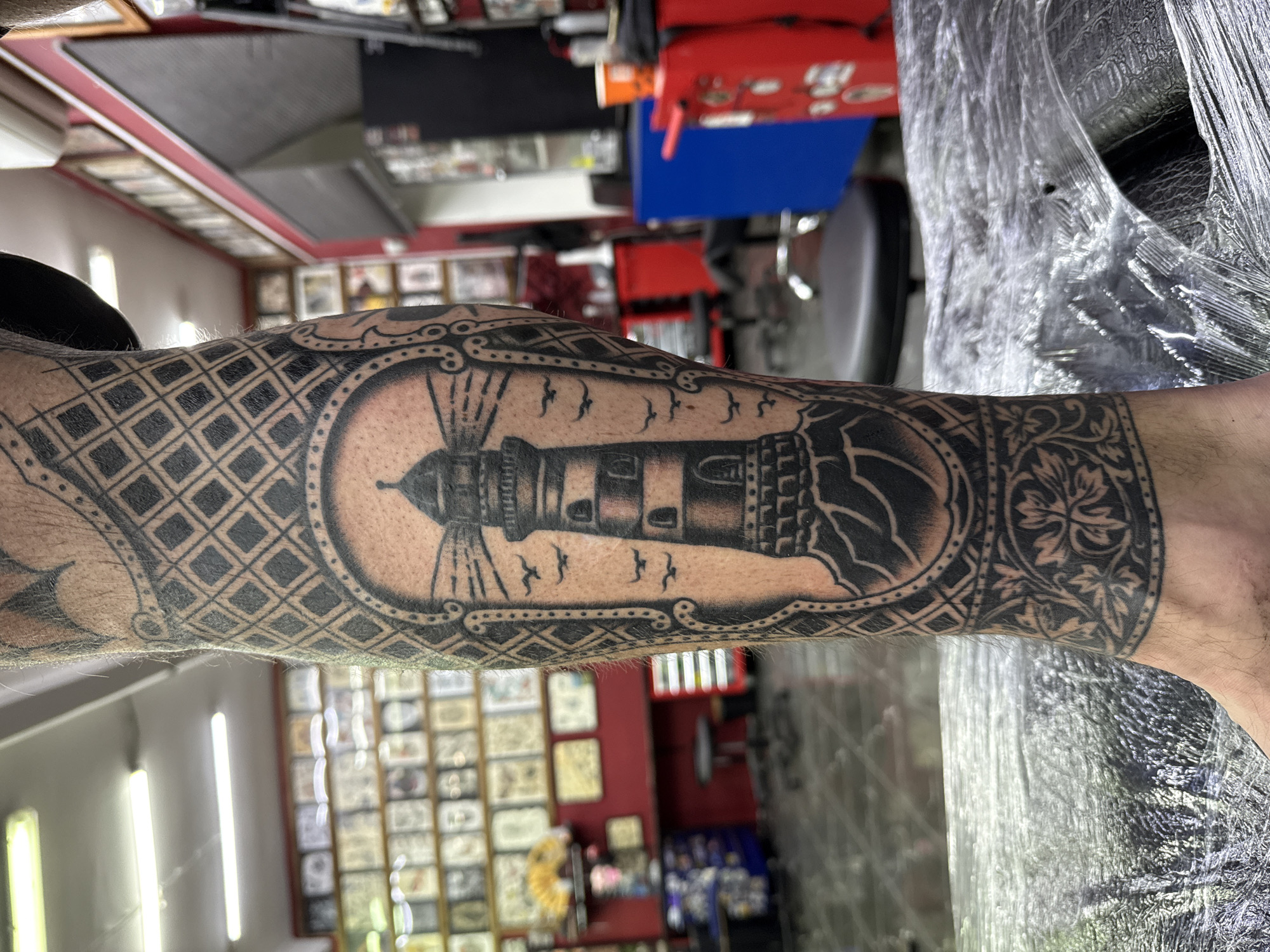 Tattoo session documented at Moscow studio