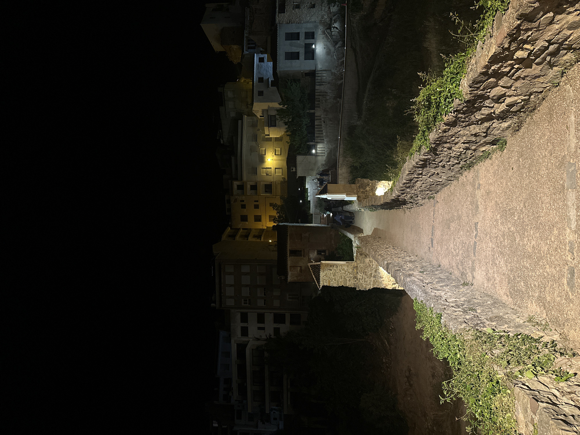 Nighttime pathway photographed in Montanejos, Spain