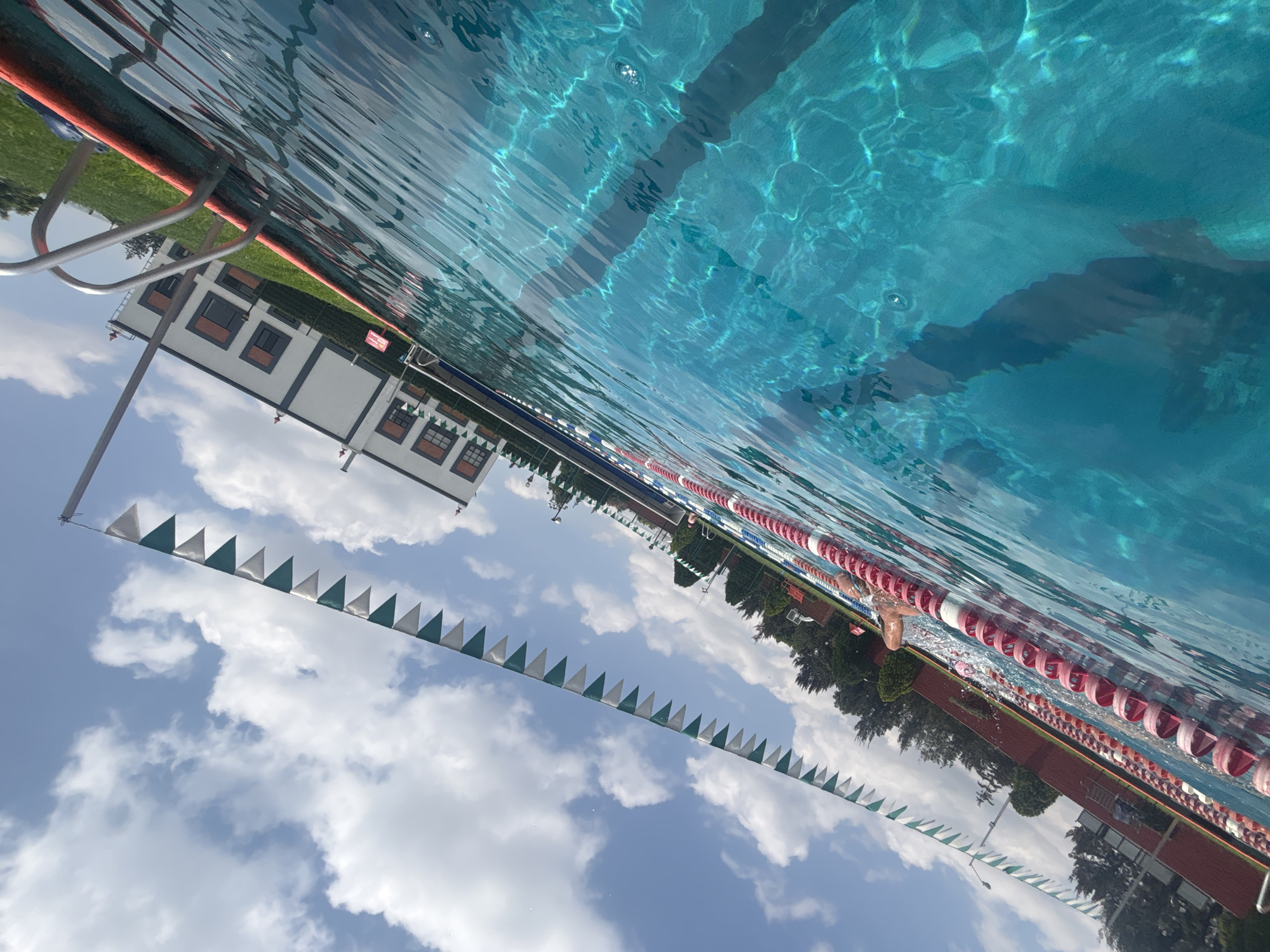 Poolside and underwater views at UDLAP's outdoor natatorium