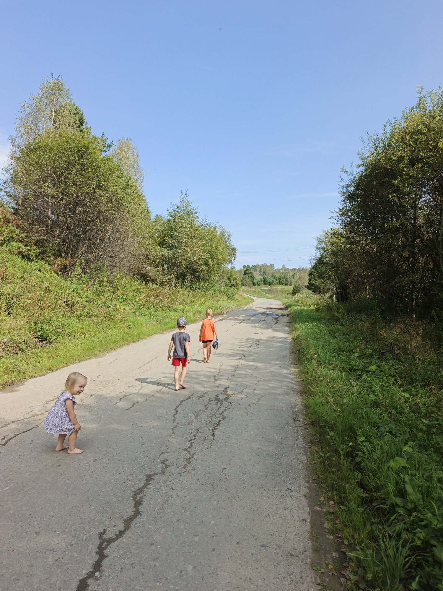 Dogs, kids, and open water on a summer morning in Urtiushka