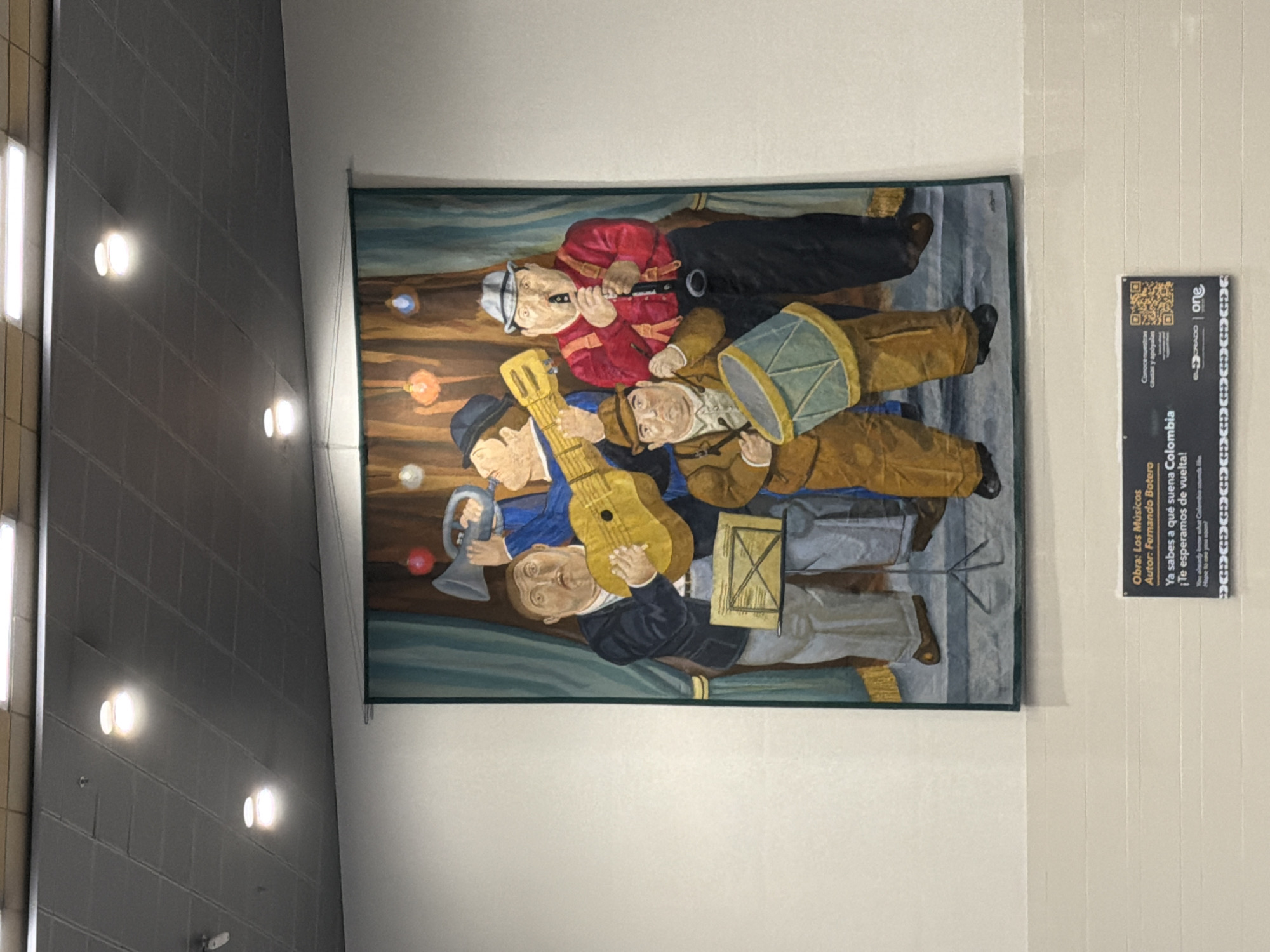 Botero's "Los Músicos" tapestry displayed in Bogota gallery