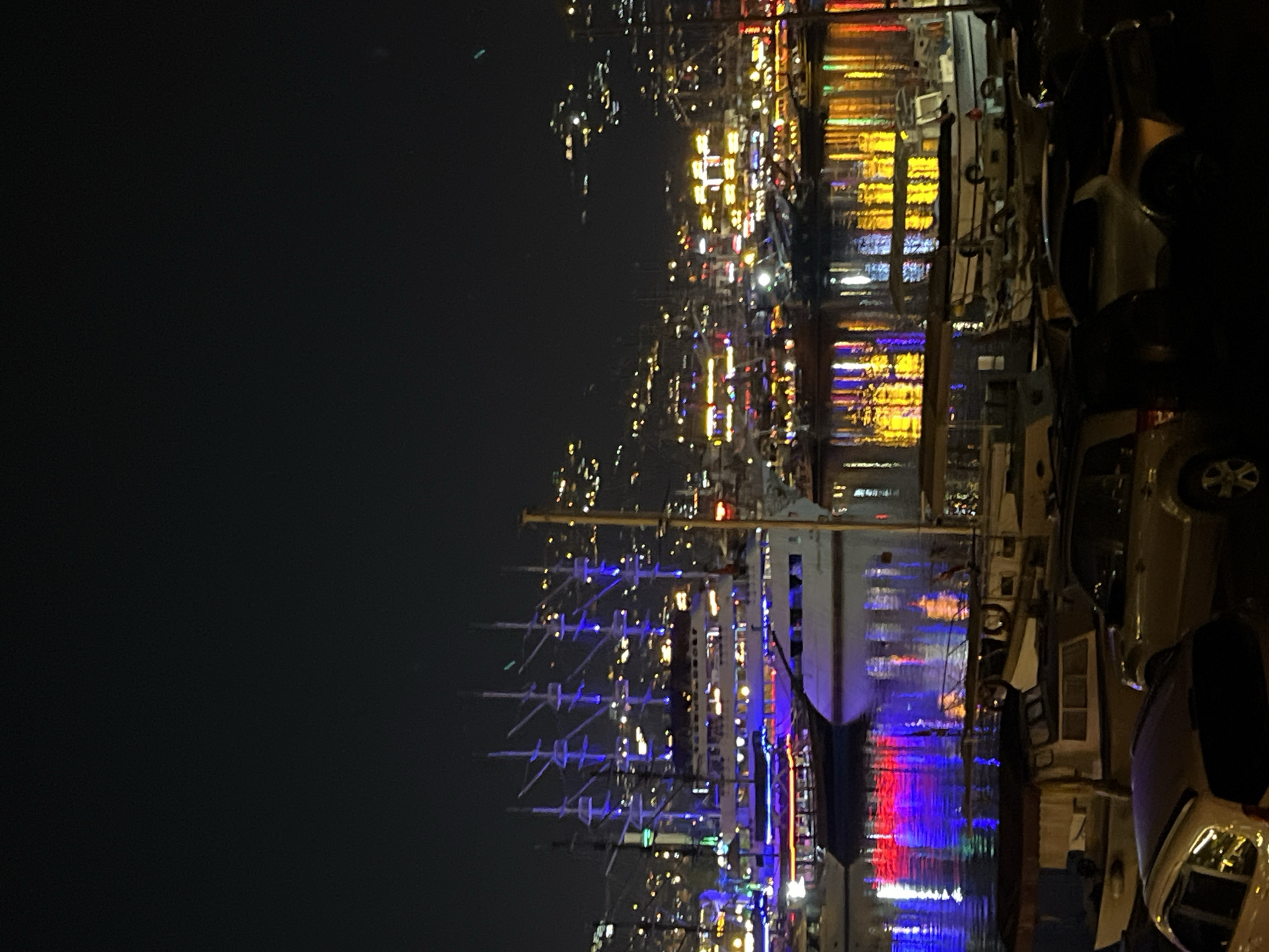 Nighttime harbor scenes captured in Alanya, Turkey coastal district