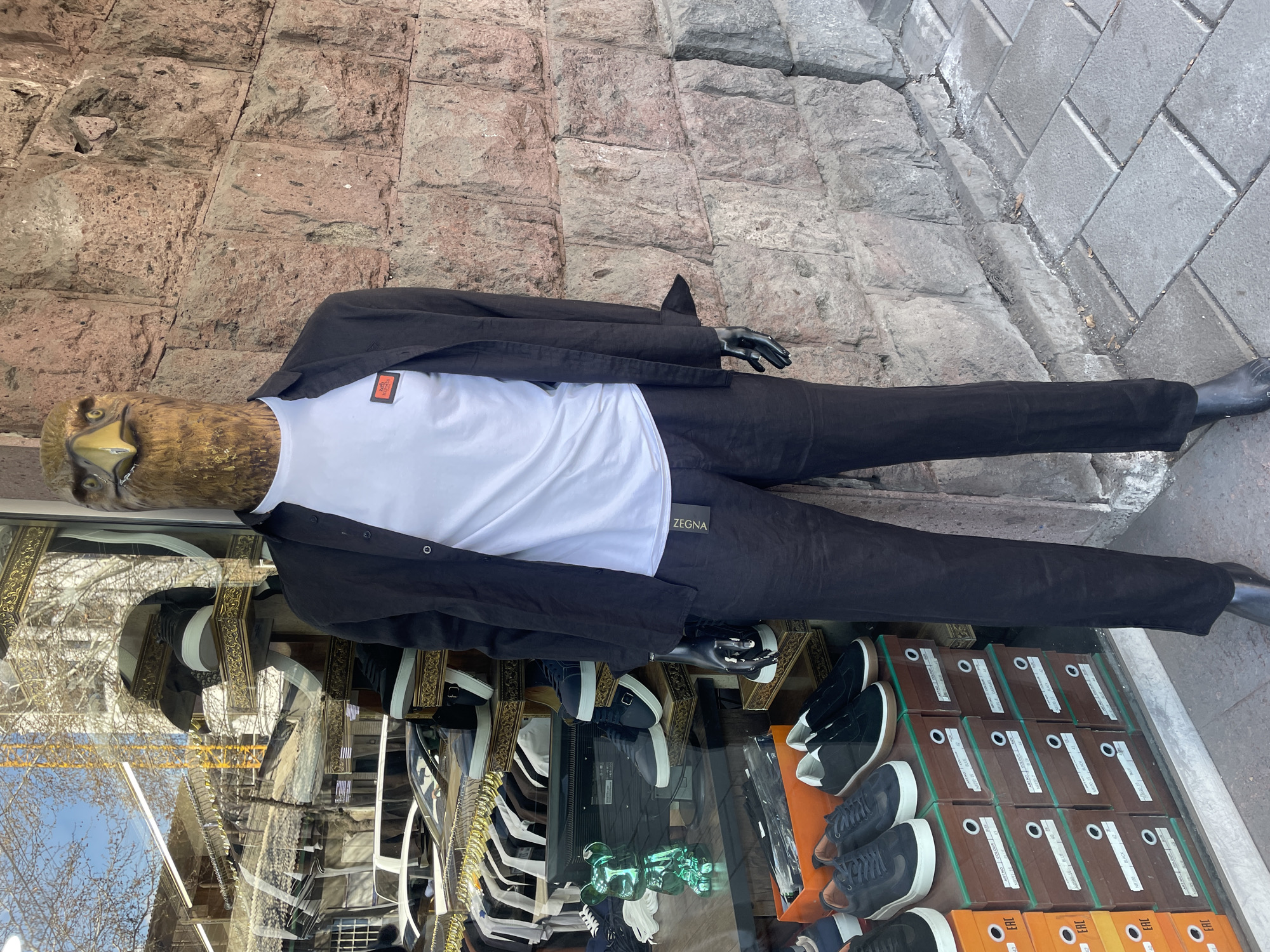 Unusual eagle-headed mannequins spotted in Yerevan shop windows