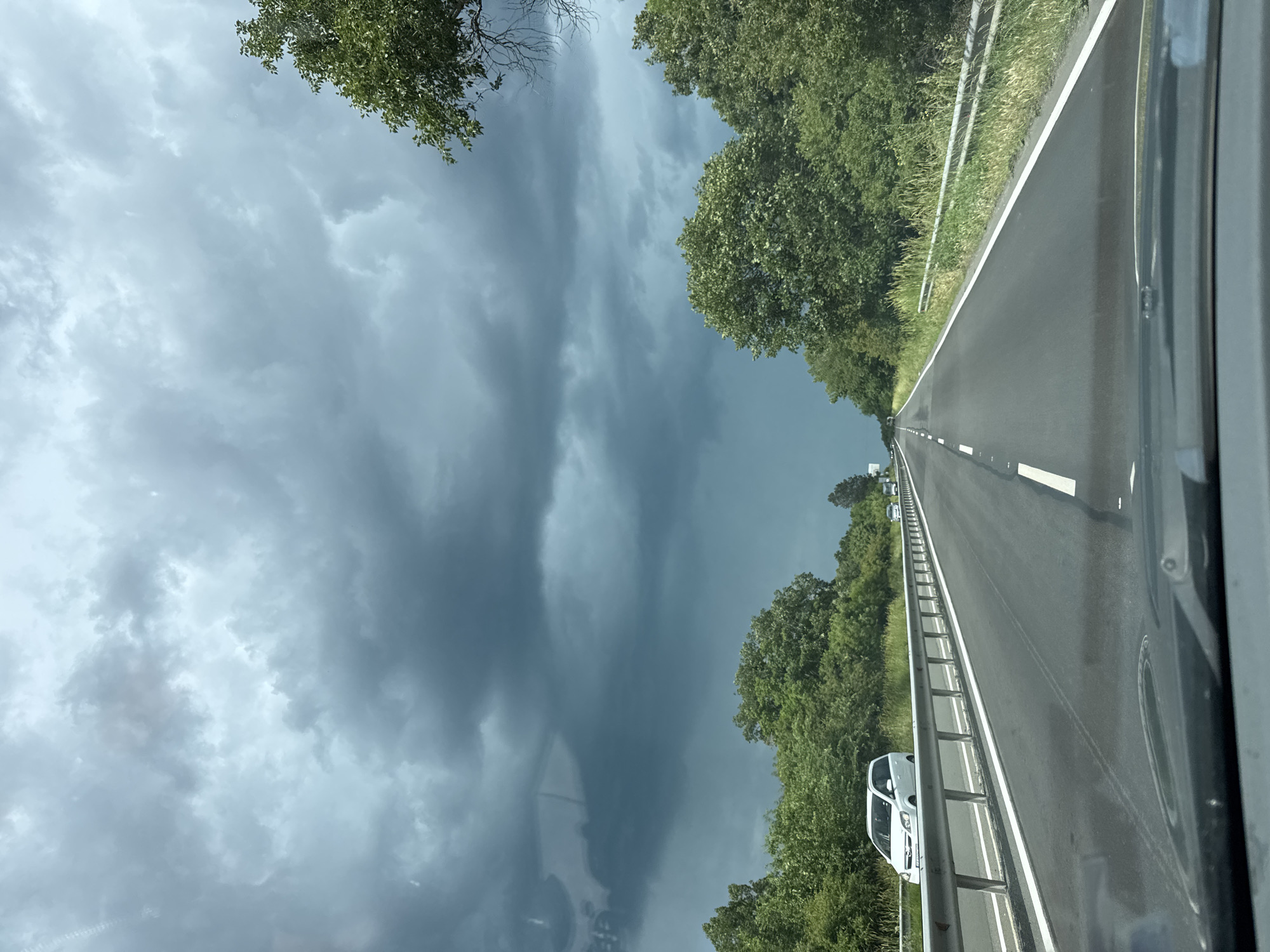 Driver travels highway through Atiya, Bulgaria countryside