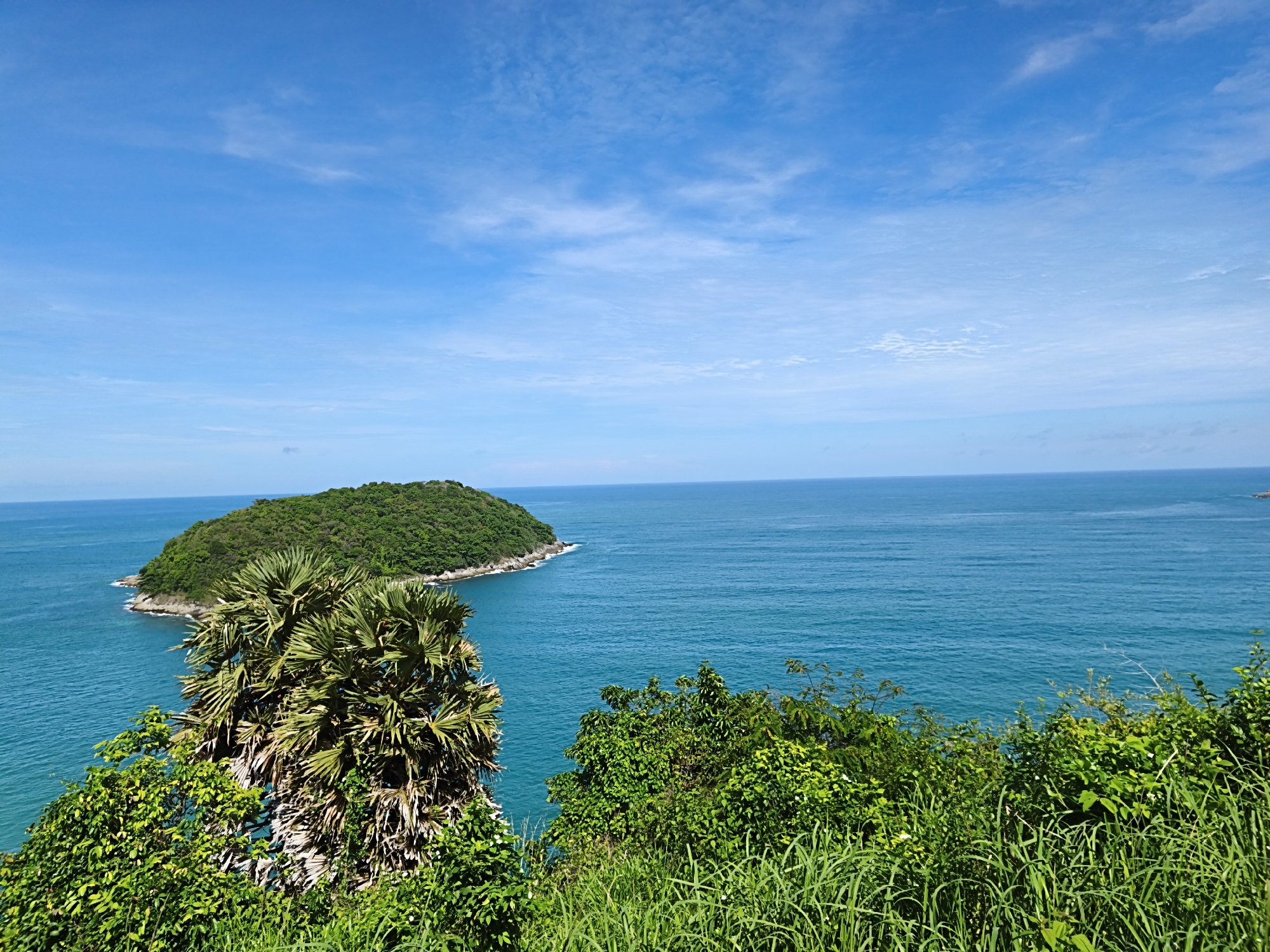 Tropical coastal landscape photographed from aerial perspective