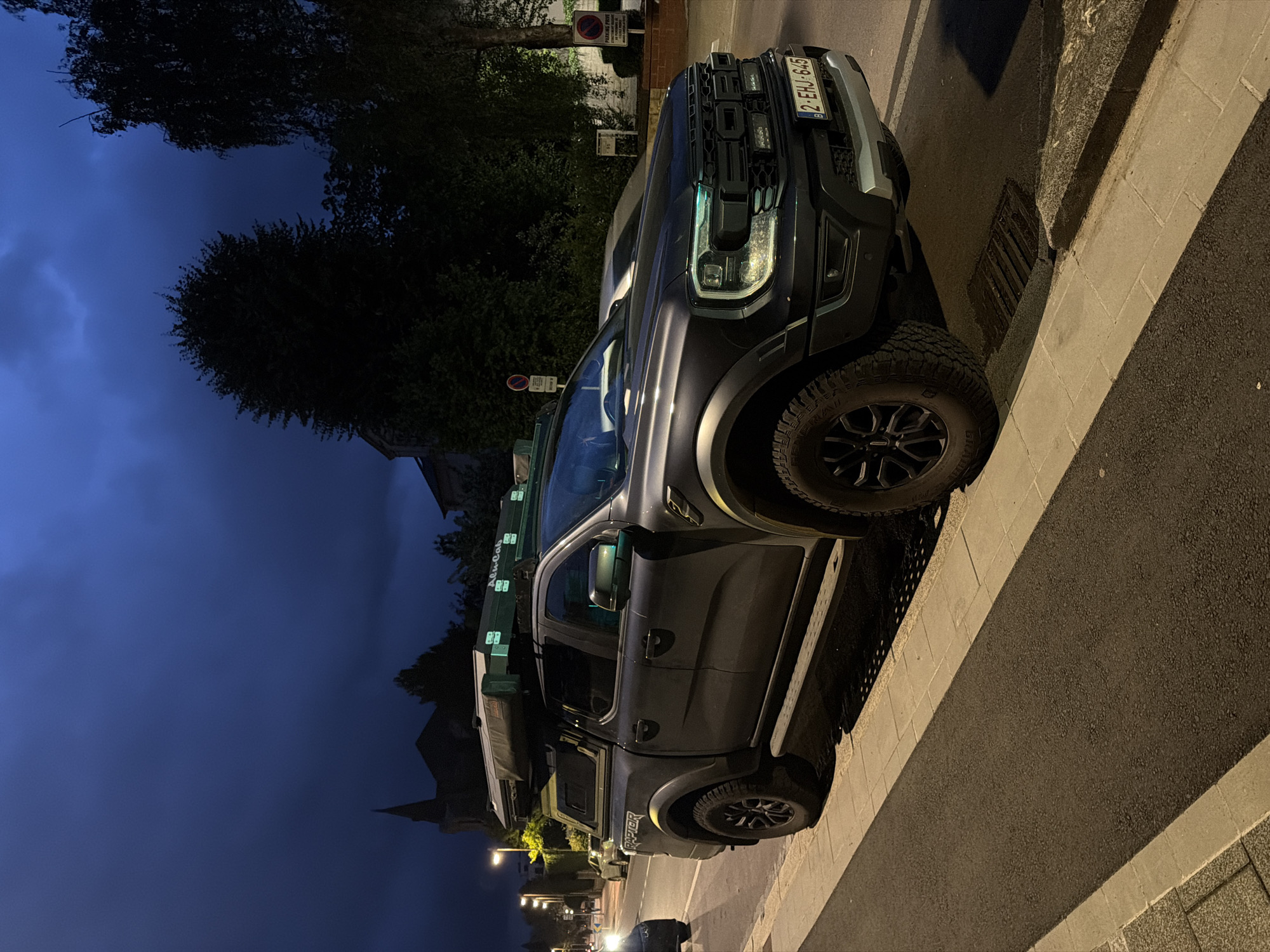 Camping-equipped pickup truck spotted at Luxembourg cultural venue